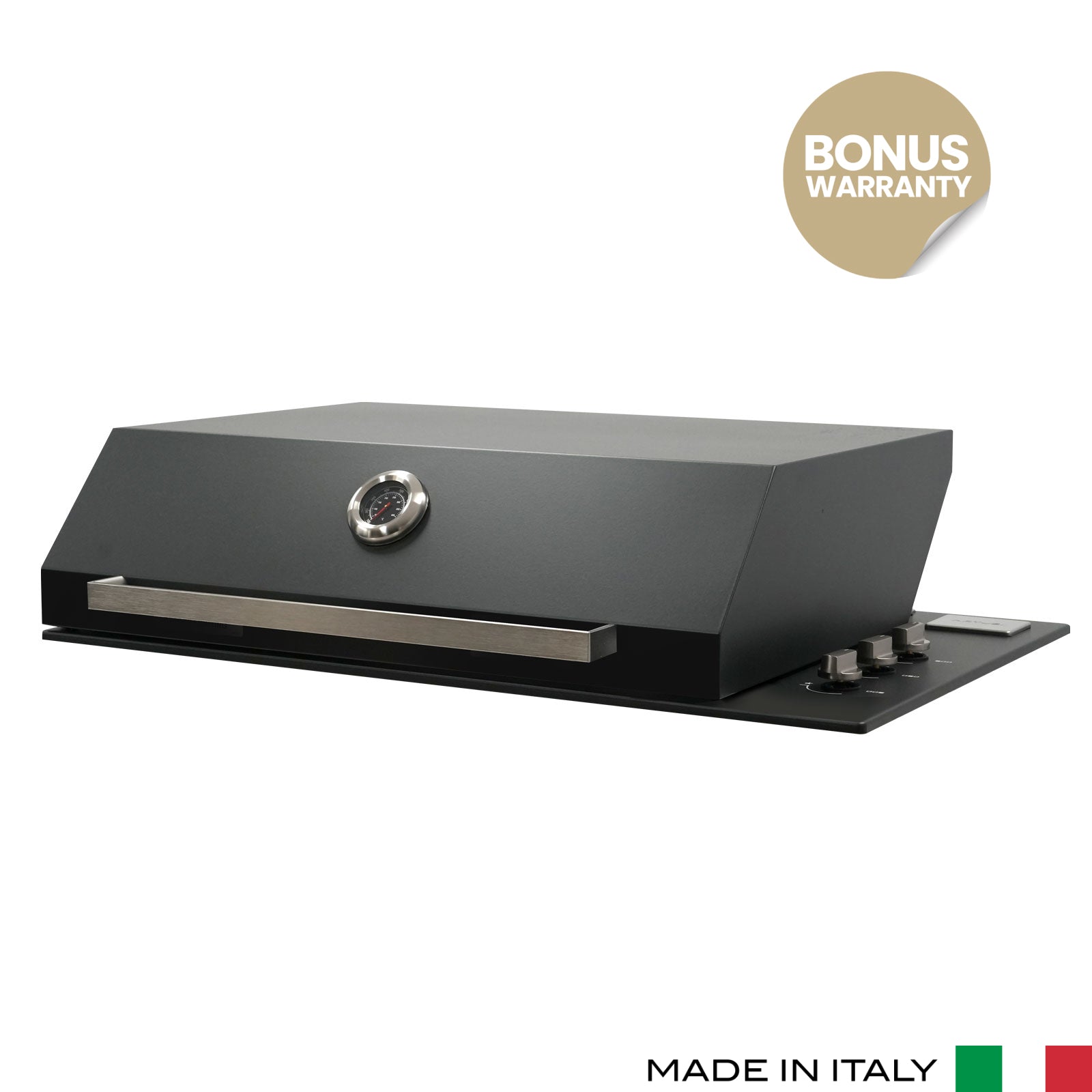 Artusi 80cm 3-Burner Matte Black Built-In BBQ with Hood