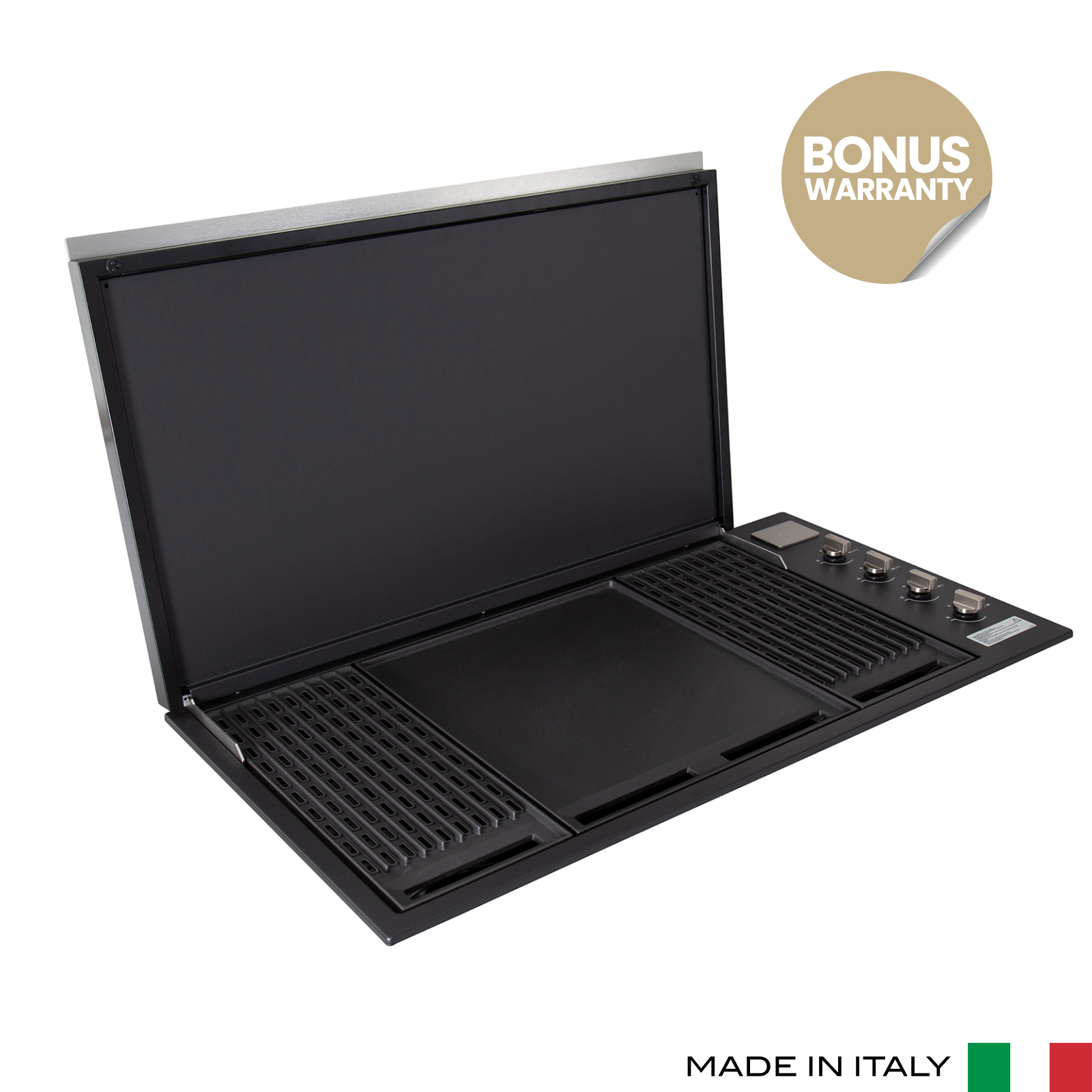 Artusi Matte Black 4 Burner Built-In BBQ with Flat Lid