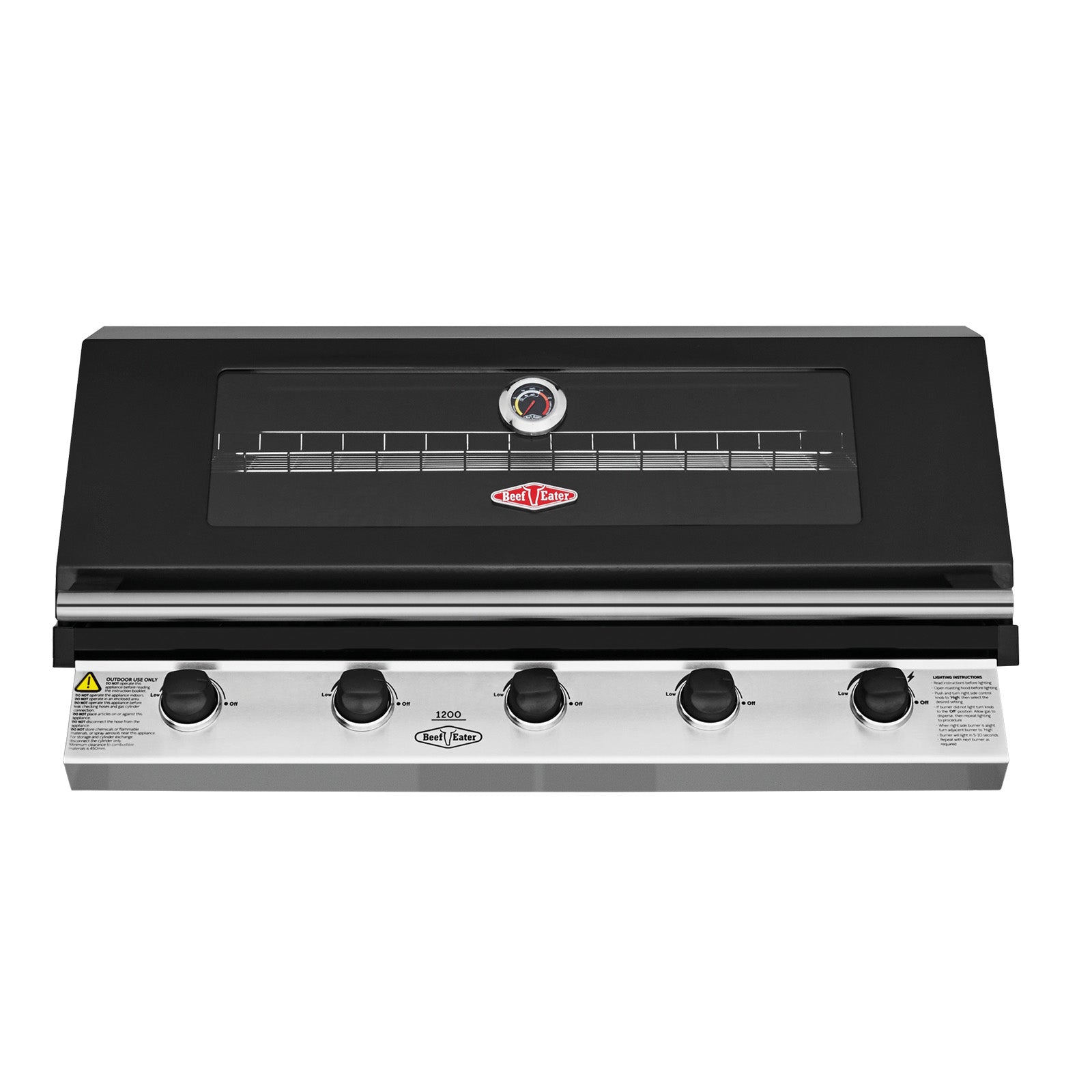 Beefeater 1200 Series Black Enamel 5 Burner Built In BBQ