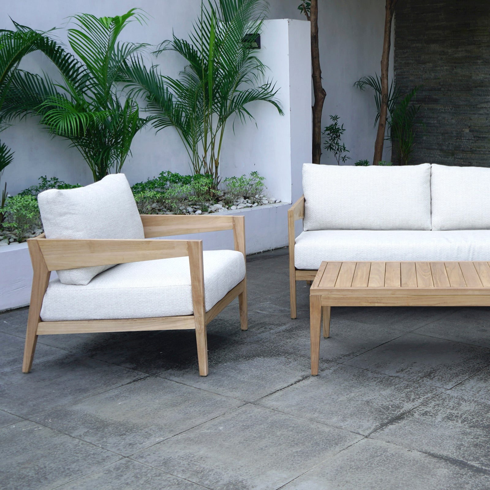 Excalibur Caldena 4-Piece Teak Lounge Setting with 2-Seater Lounge