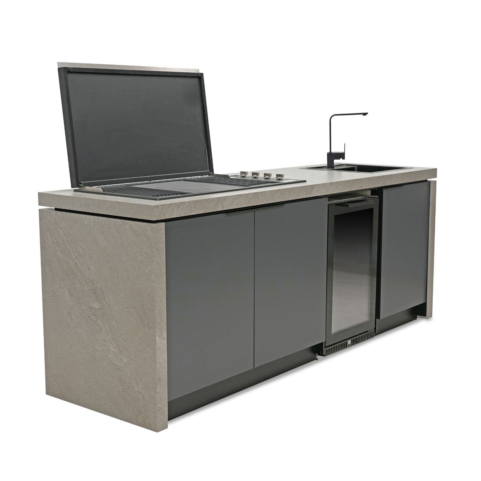 Cabinex Minimal Artusi Gloss Black 4 Burner BBQ Kitchen Package