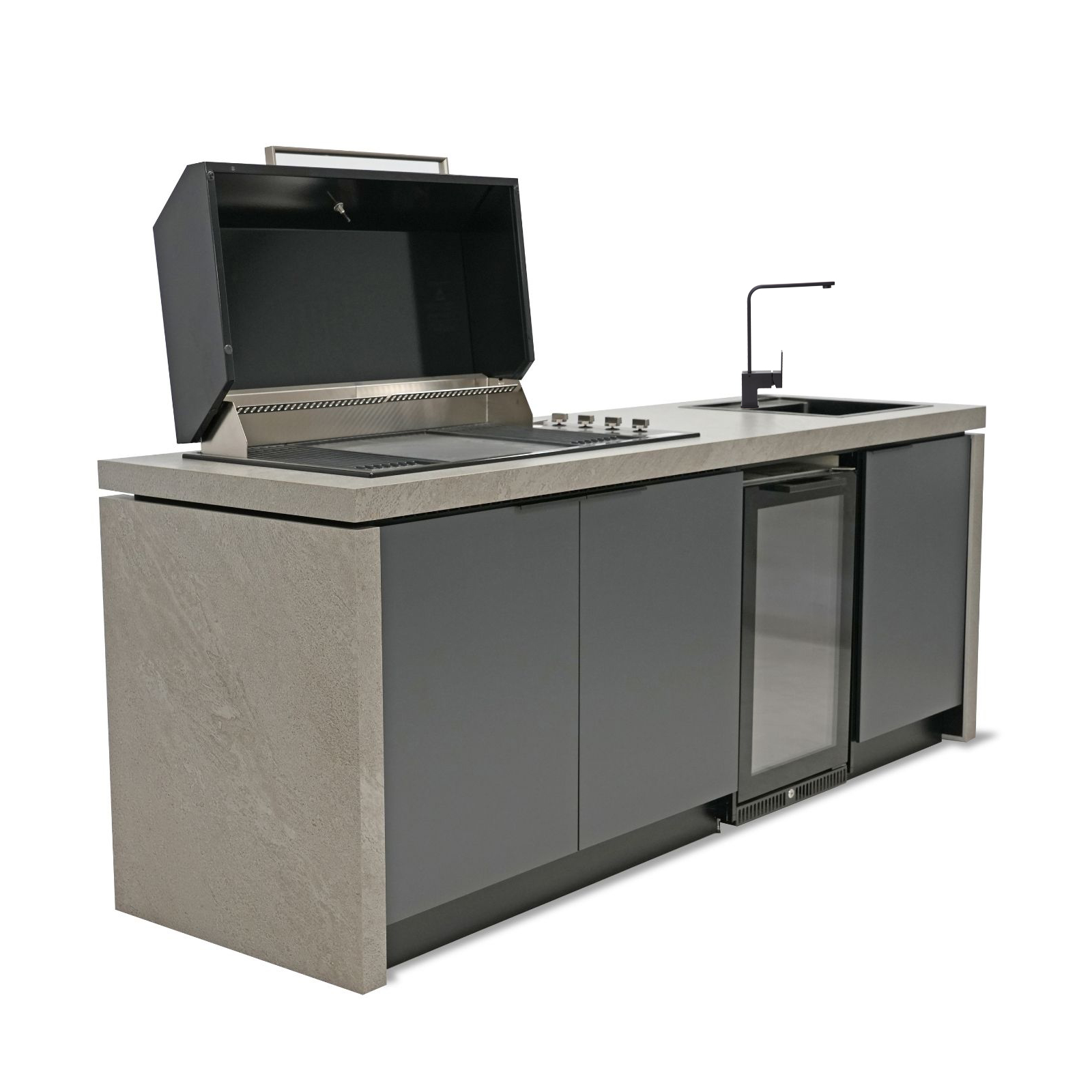 Cabinex Minimal Artusi Gloss Black 4 Burner BBQ Kitchen Package