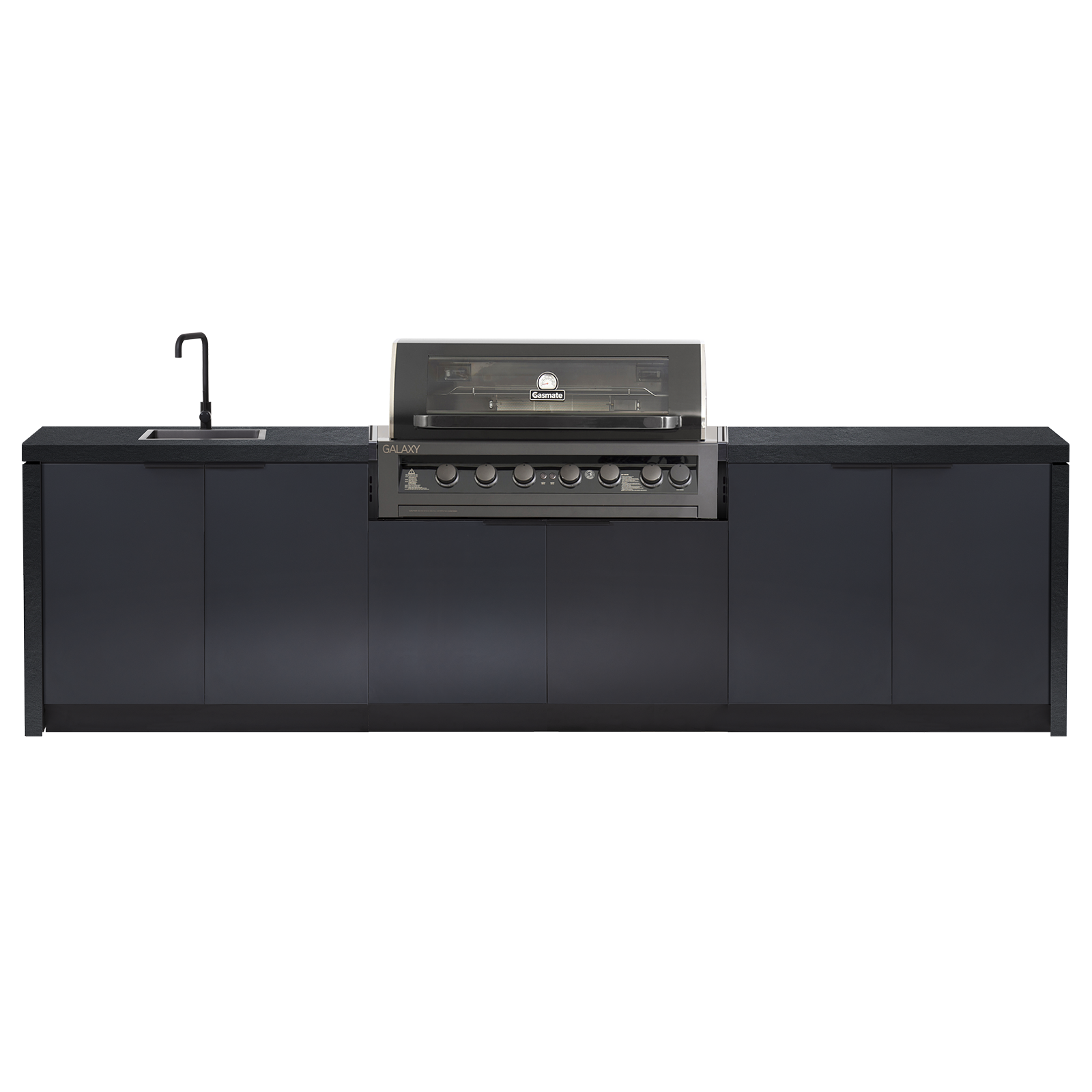 Cabinex Galaxy Gen 2 Black (Classic) 6 Burner Outdoor Kitchen Package with Porcelain Benchtop