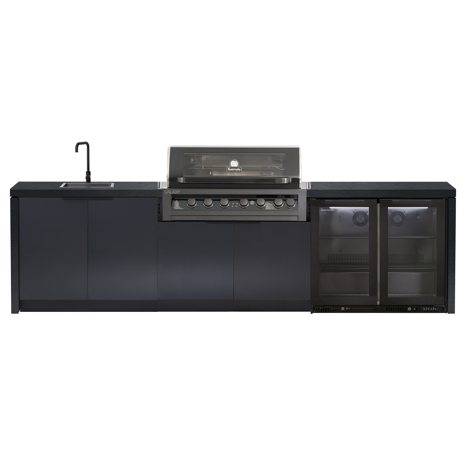Cabinex Galaxy Gen 2 Black (Classic) 6 Burner Outdoor Kitchen Package with Porcelain Benchtop