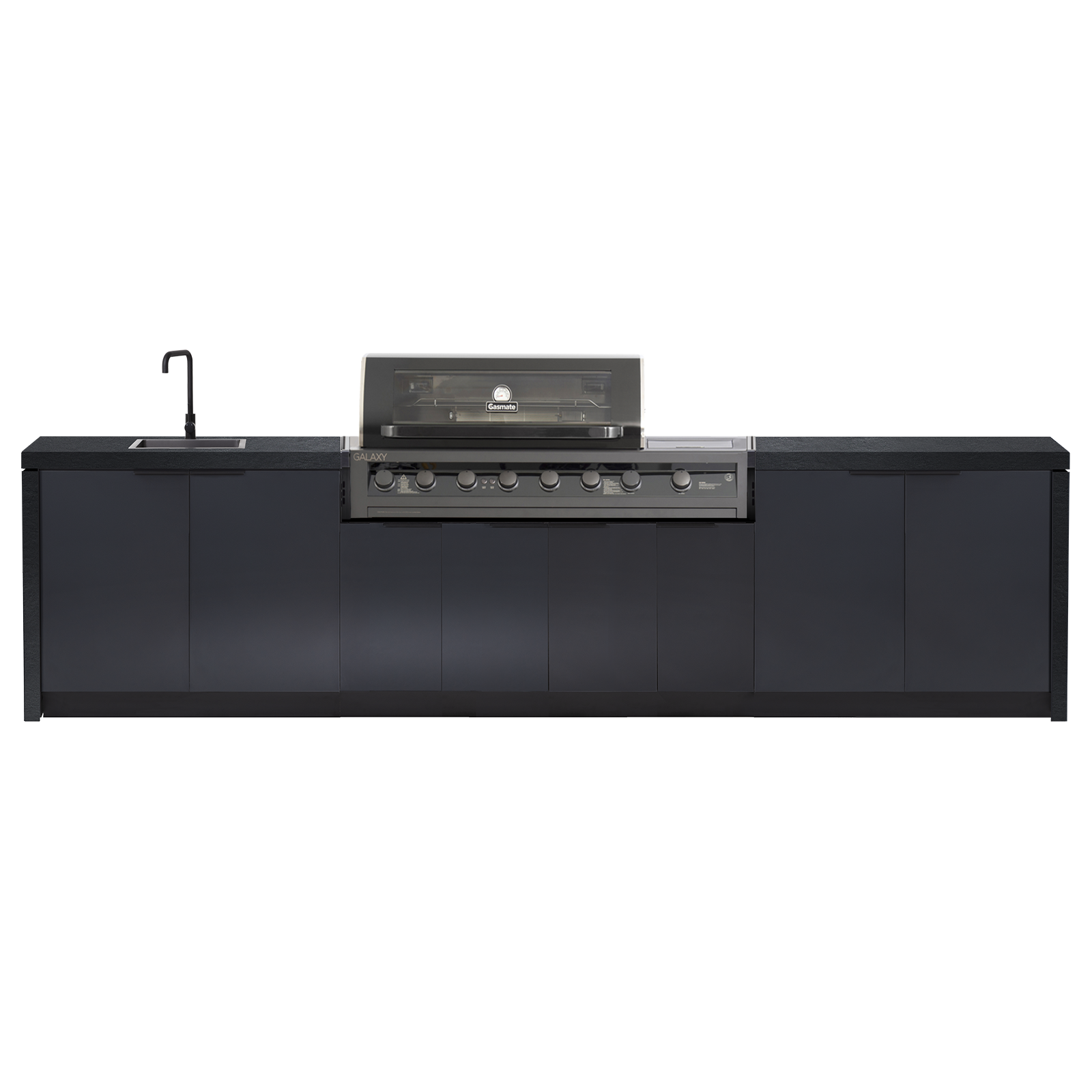 Cabinex Galaxy Gen 2 Black-6 Burner with Side Burner Kitchen Package with Porcelain Benchtop