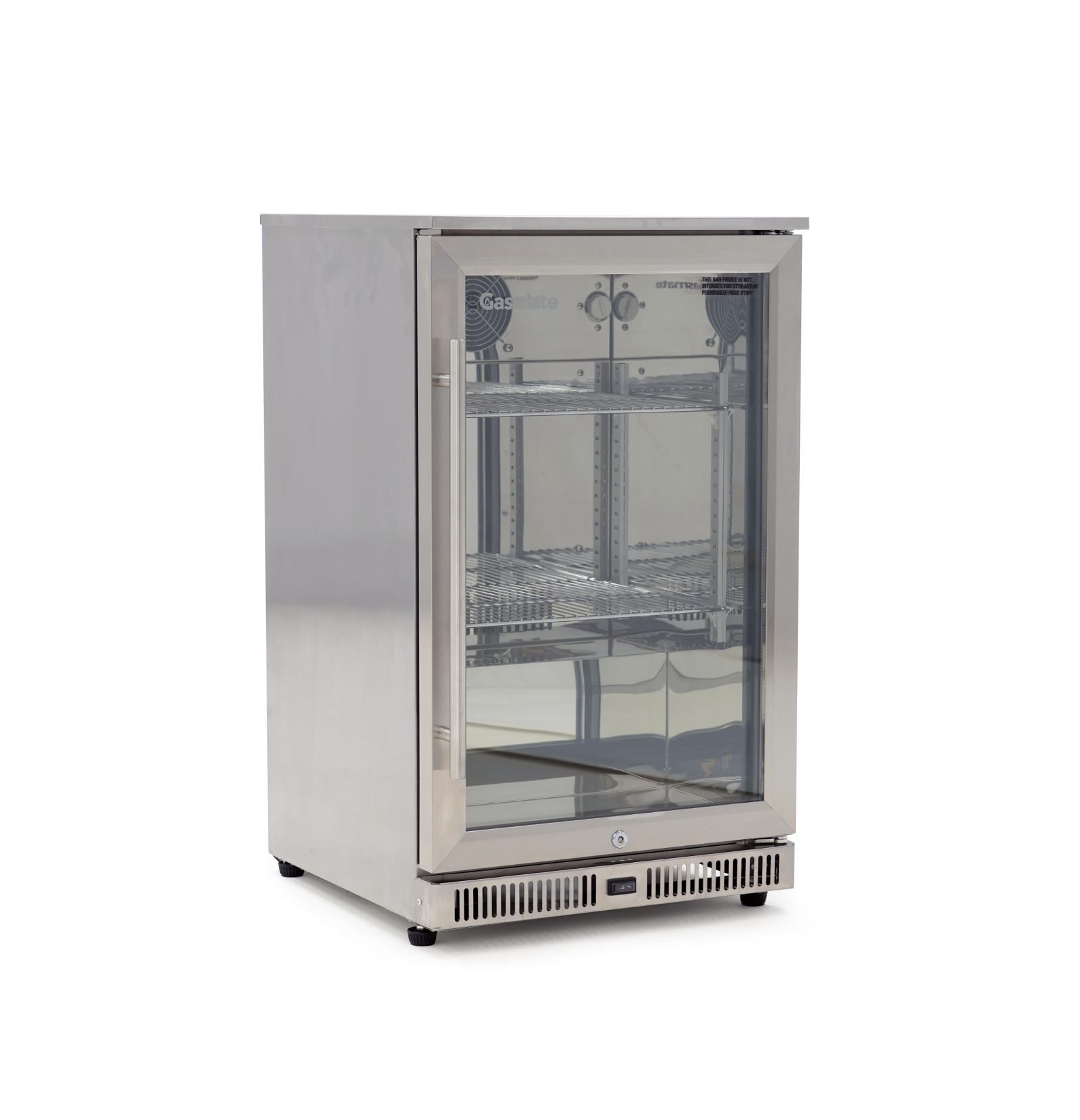 Bundle Artusi Stainless Steel Flat Lid & Gasmate Single Door Bar Fridge 108L with Gasmaster 120cm Rangehood