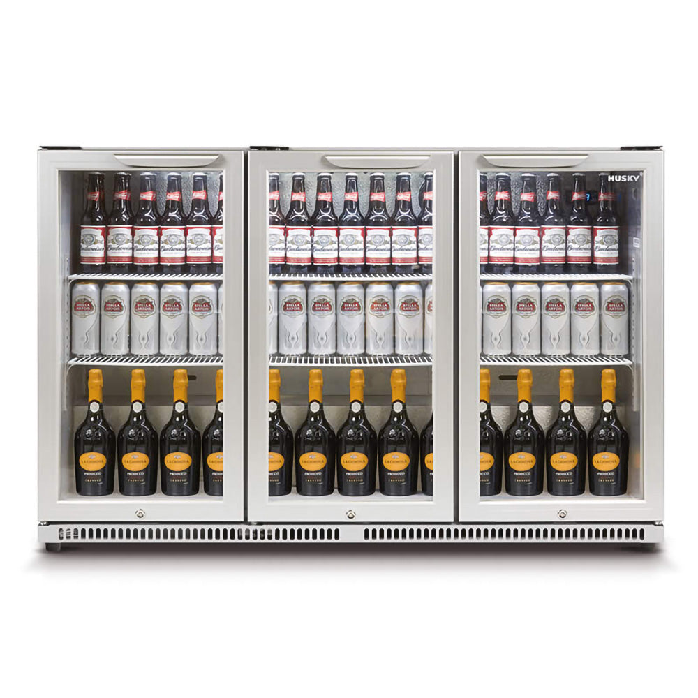Husky 3-Door 307L Stainless Steel Glass Door Alfresco Bar Fridge