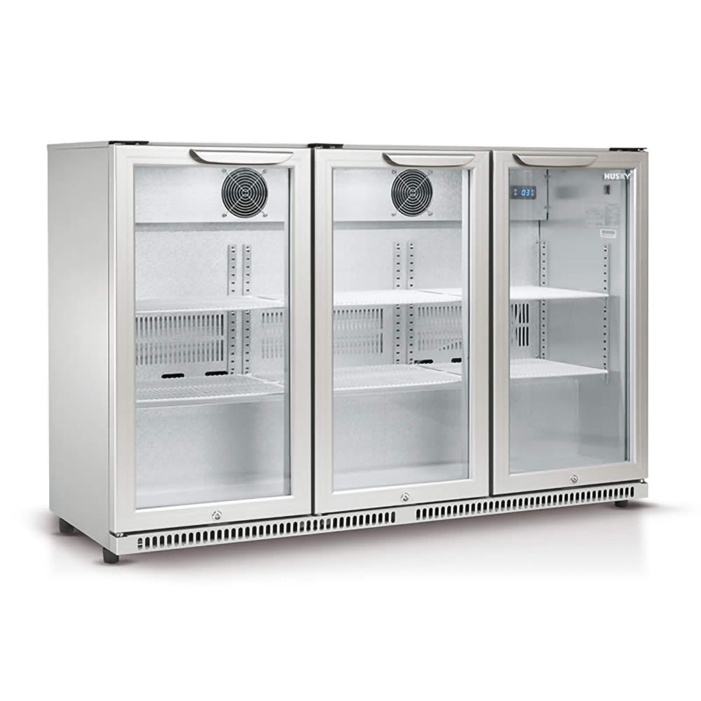 Husky 3-Door 307L Stainless Steel Glass Door Alfresco Bar Fridge