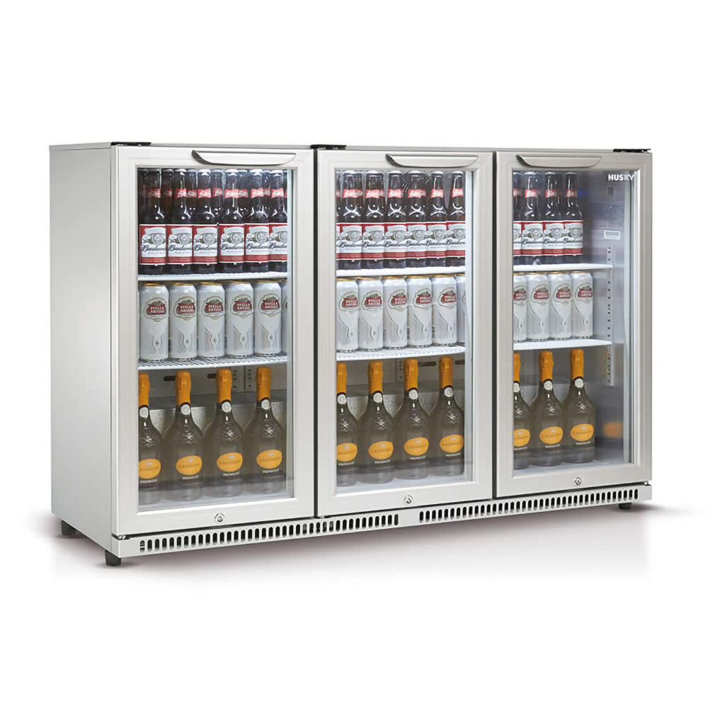 Husky 3-Door 307L Stainless Steel Glass Door Alfresco Bar Fridge