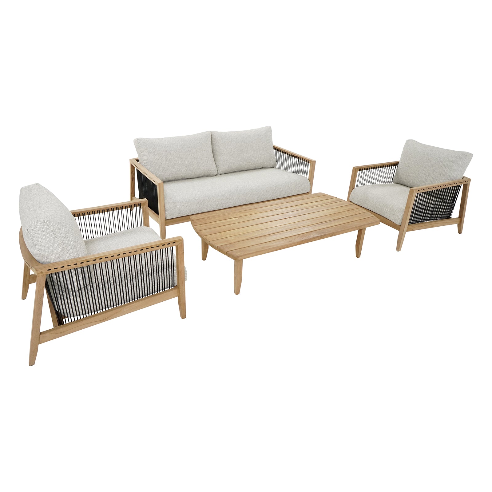 Excalibur Lita 4-Piece Teak Lounge Setting with 2-Seater Lounge