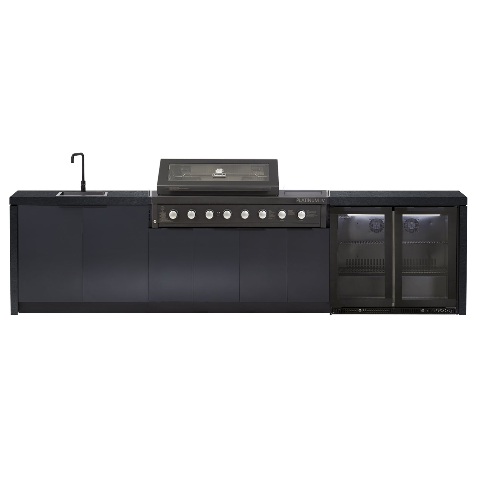 Cabinex Platinum IV 6-Burner Kitchen with Side Burner Package with Porcelain Benchtop