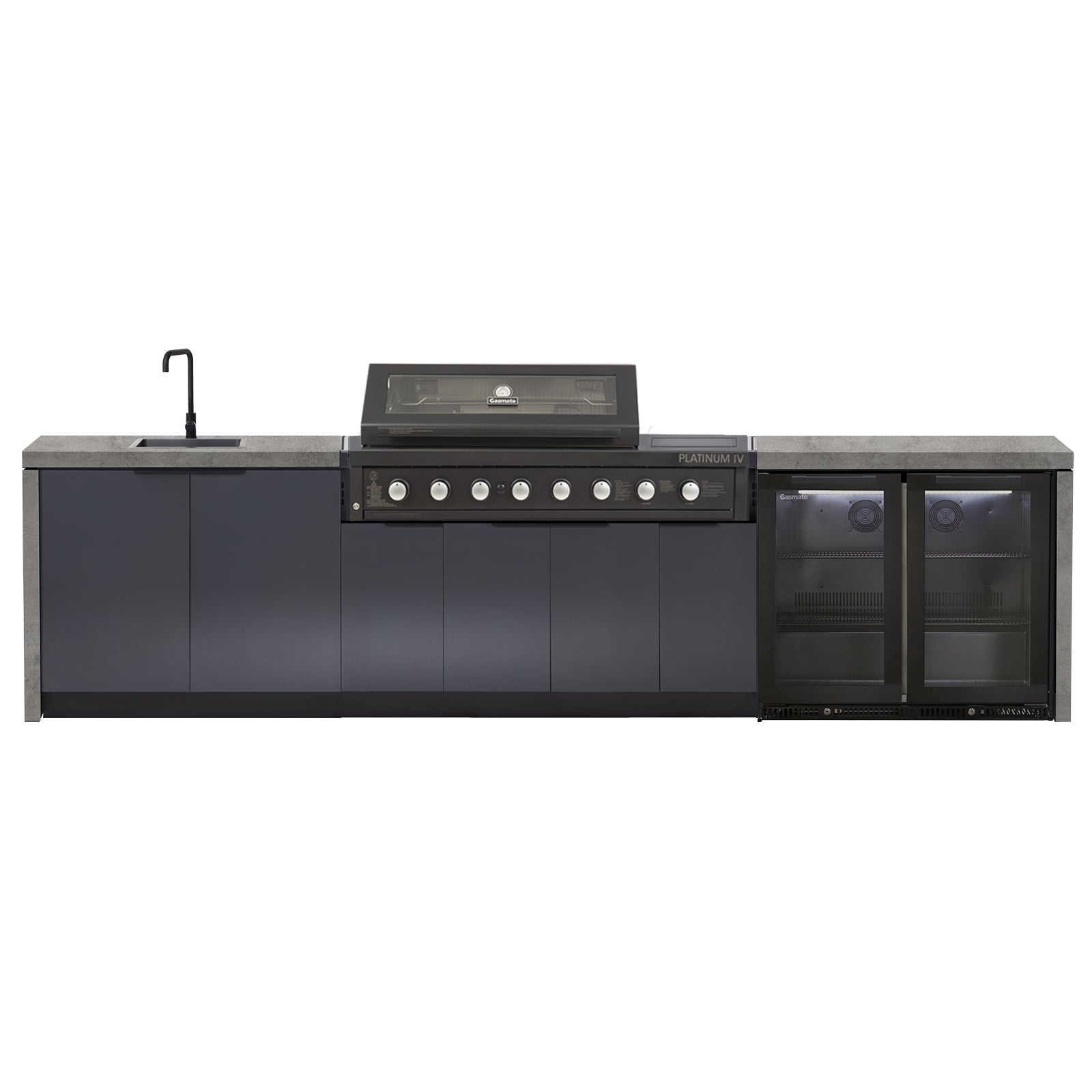 Cabinex Platinum IV 6-Burner Kitchen with Side Burner Package with Porcelain Benchtop
