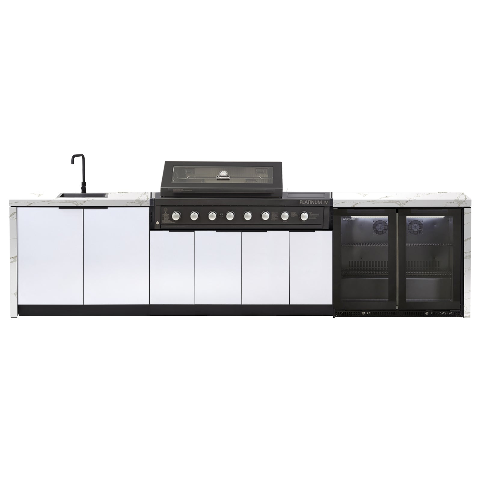 Cabinex Platinum IV 6-Burner Kitchen with Side Burner Package with Porcelain Benchtop