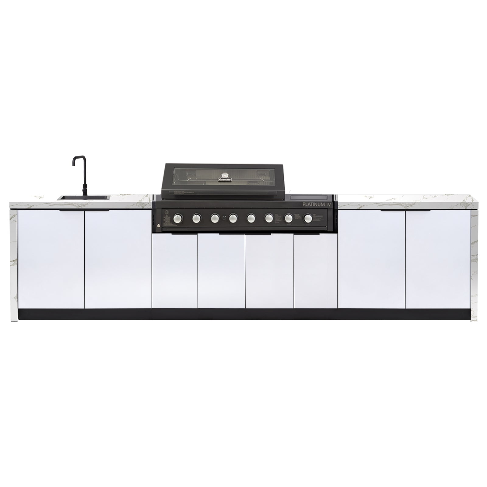 Cabinex Platinum IV 6-Burner Kitchen with Side Burner Package with Porcelain Benchtop