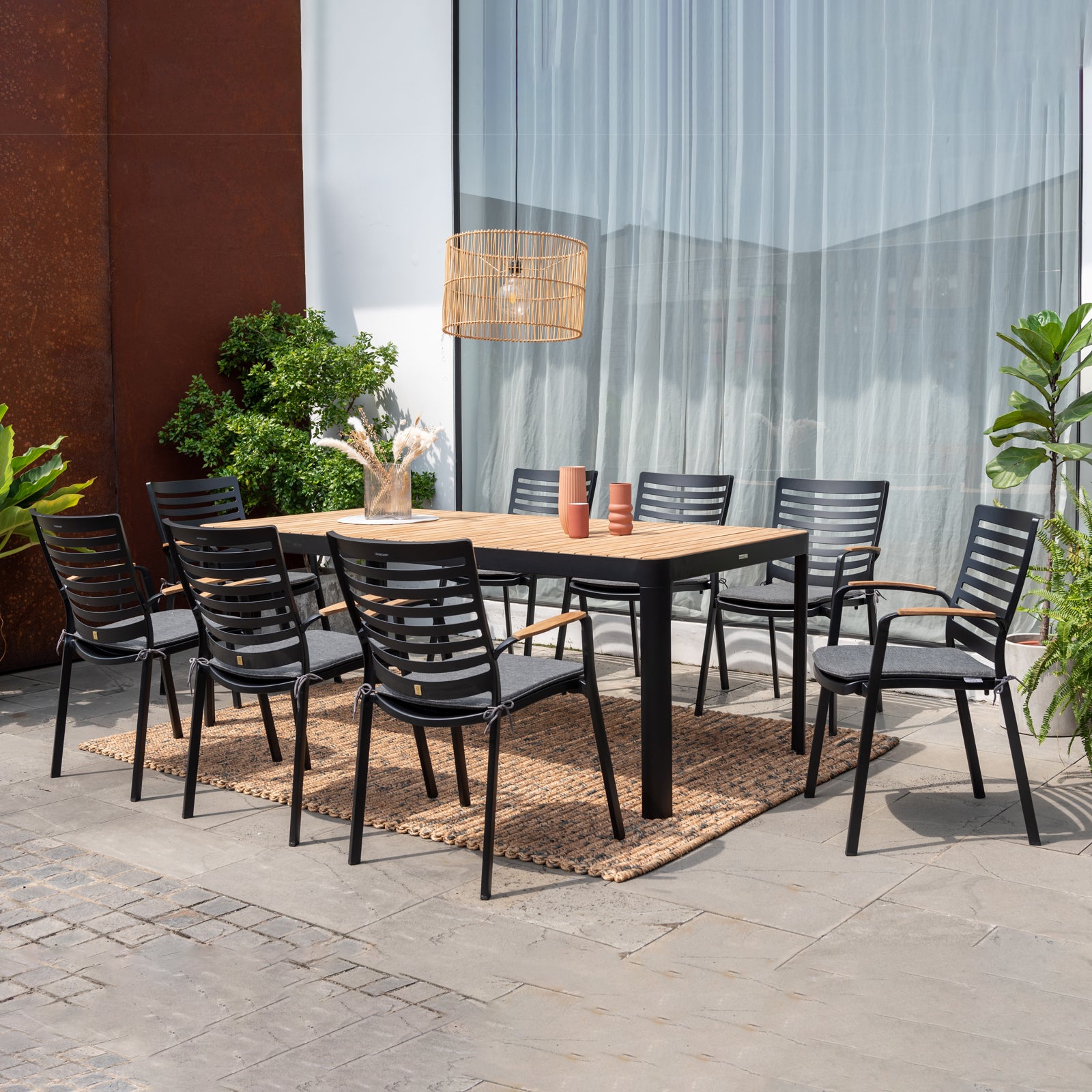Excalibur Monico Outdoor 209cm Dining Setting with 8 Chairs