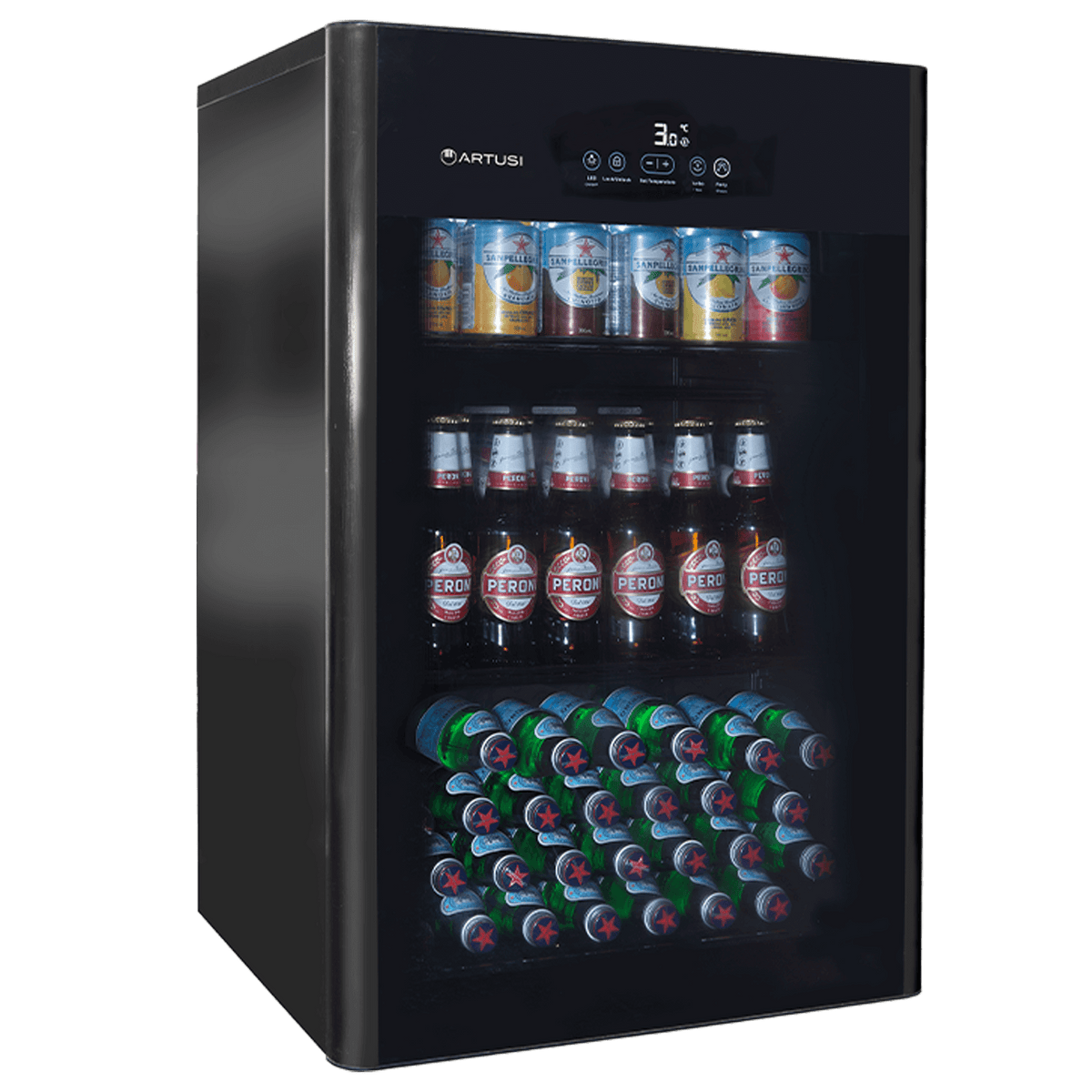 Artusi ABC1B single-door beverage centre - angled view with door closed