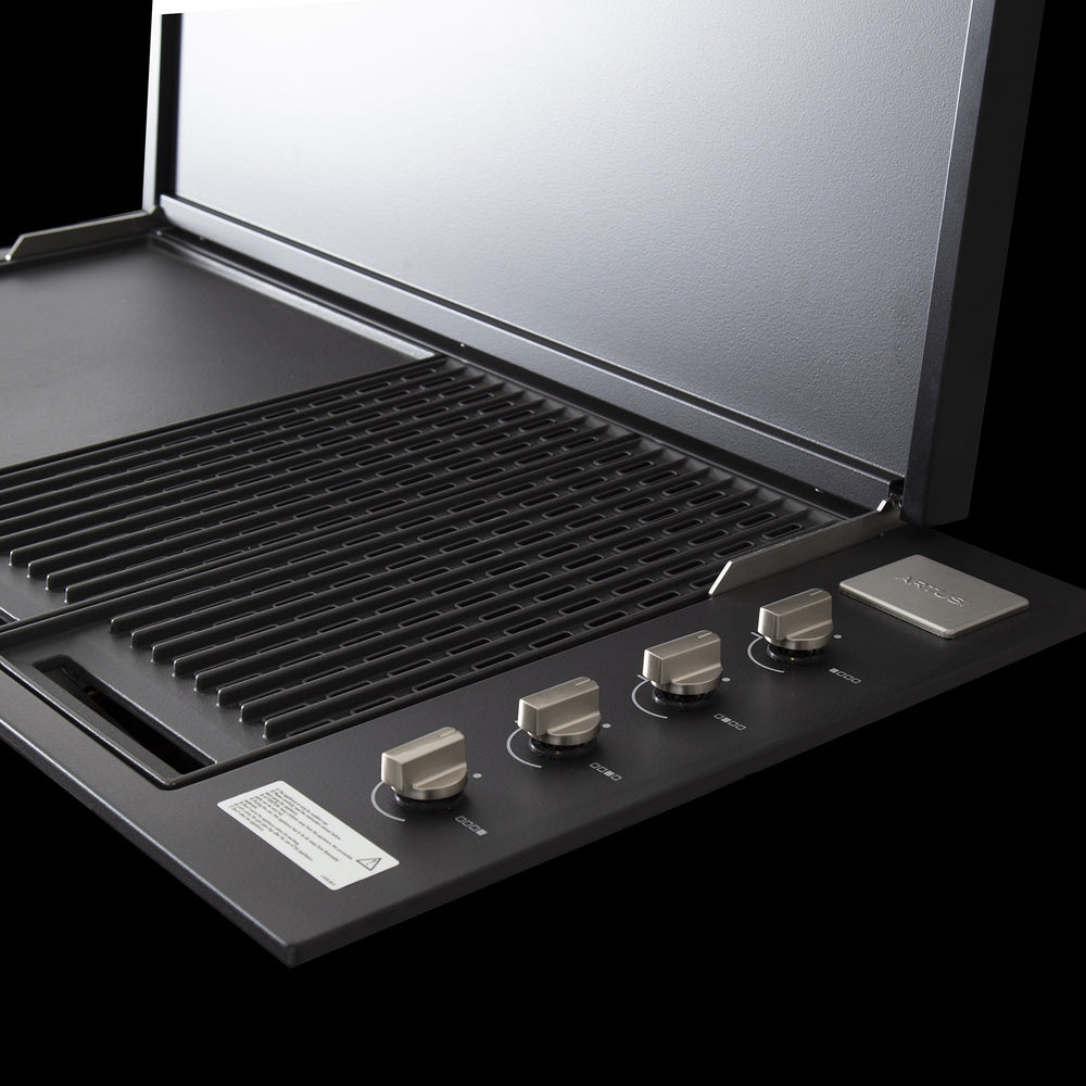 Artusi Matte Black 4 Burner Built-In BBQ with Flat Lid