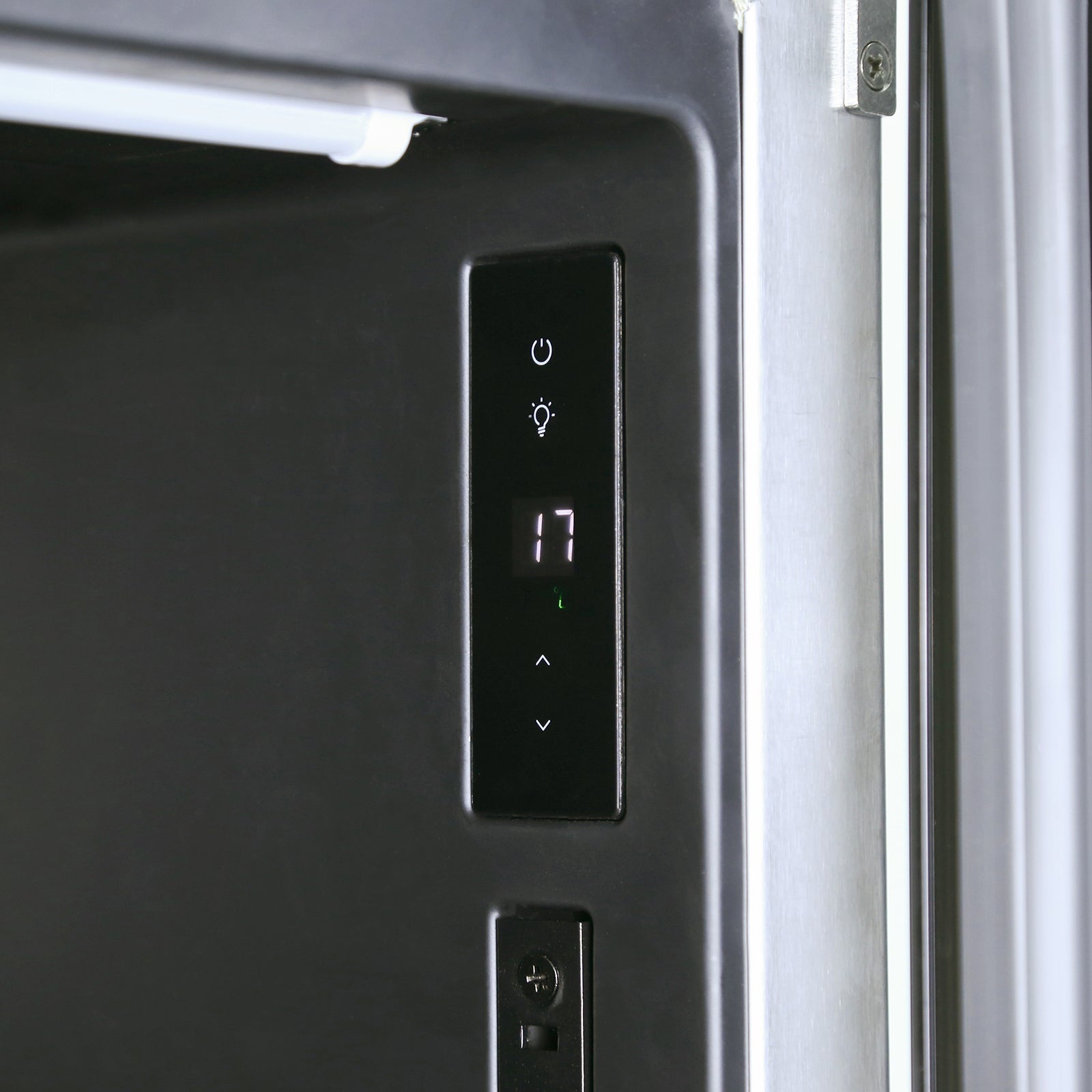 Gasmate Premium 1-Door 97L Glass Door Bar Fridge with Black Interior