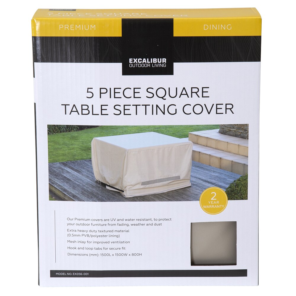 Excalibur Outdoor Living 5 Piece Square Table Furniture Cover