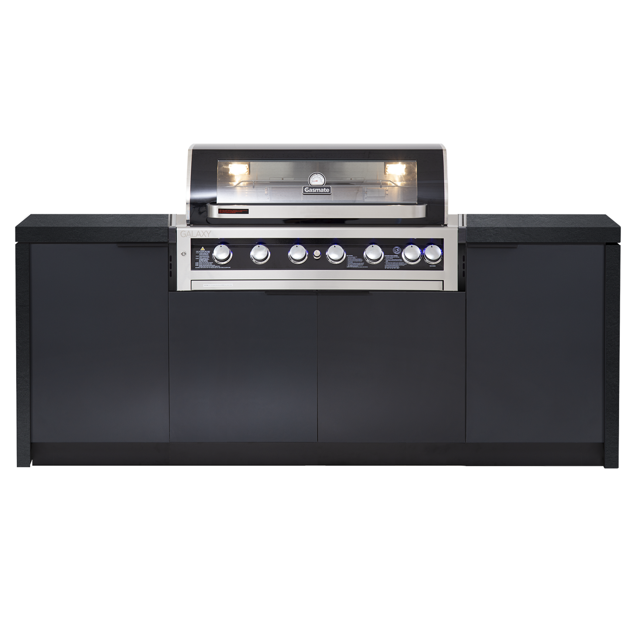 Cabinex Galaxy Black (Classic) 6 Burner Outdoor Kitchen Package with Porcelain Benchtop - Single Modules