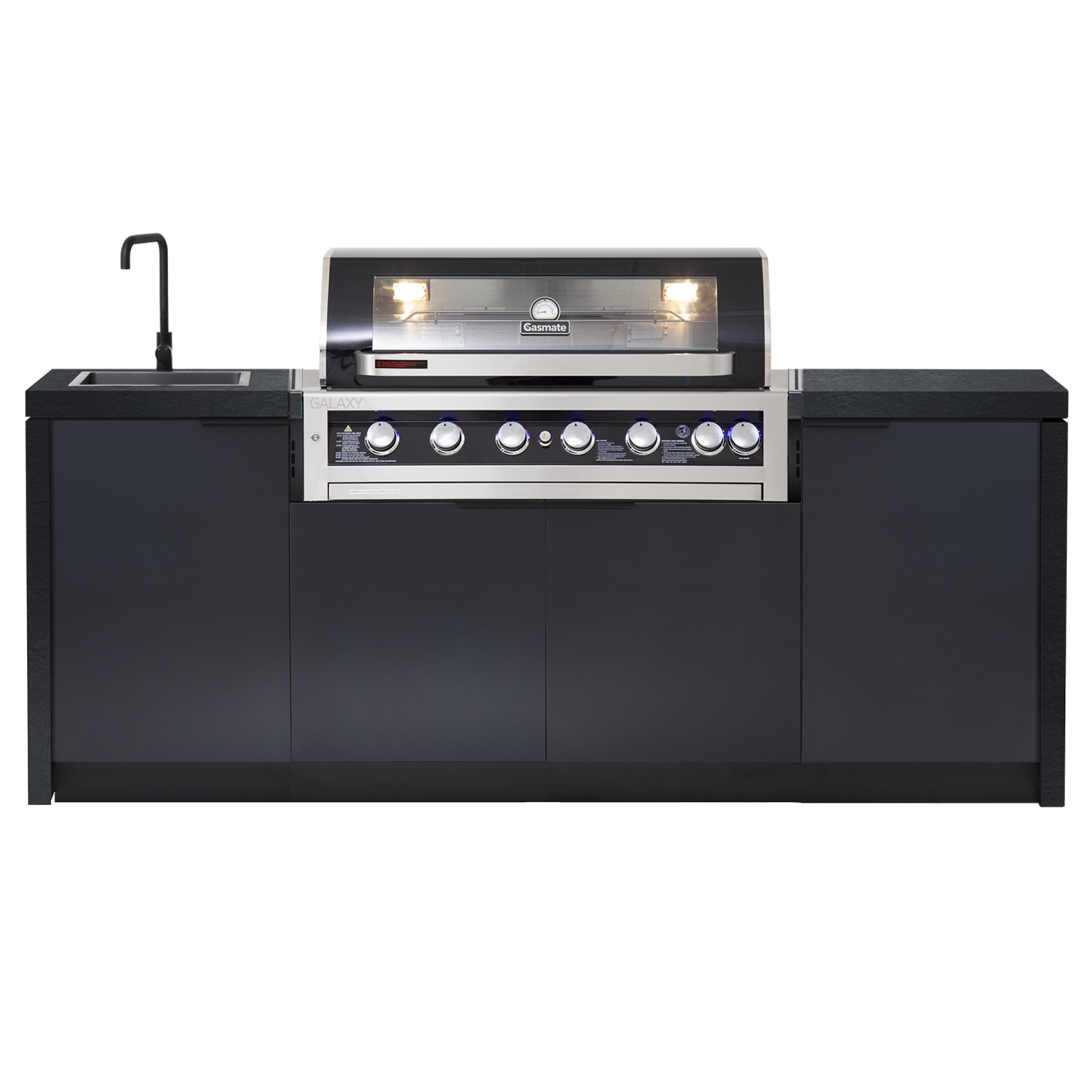 Cabinex Galaxy Black (Classic) 6 Burner Outdoor Kitchen Package with Porcelain Benchtop - Single Modules