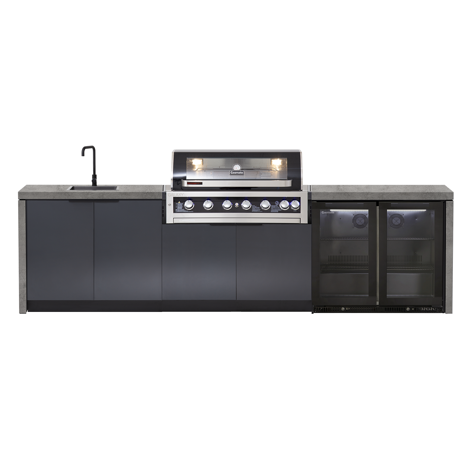 Cabinex Galaxy Black (Classic) 6 Burner Outdoor Kitchen Package with Porcelain Benchtop