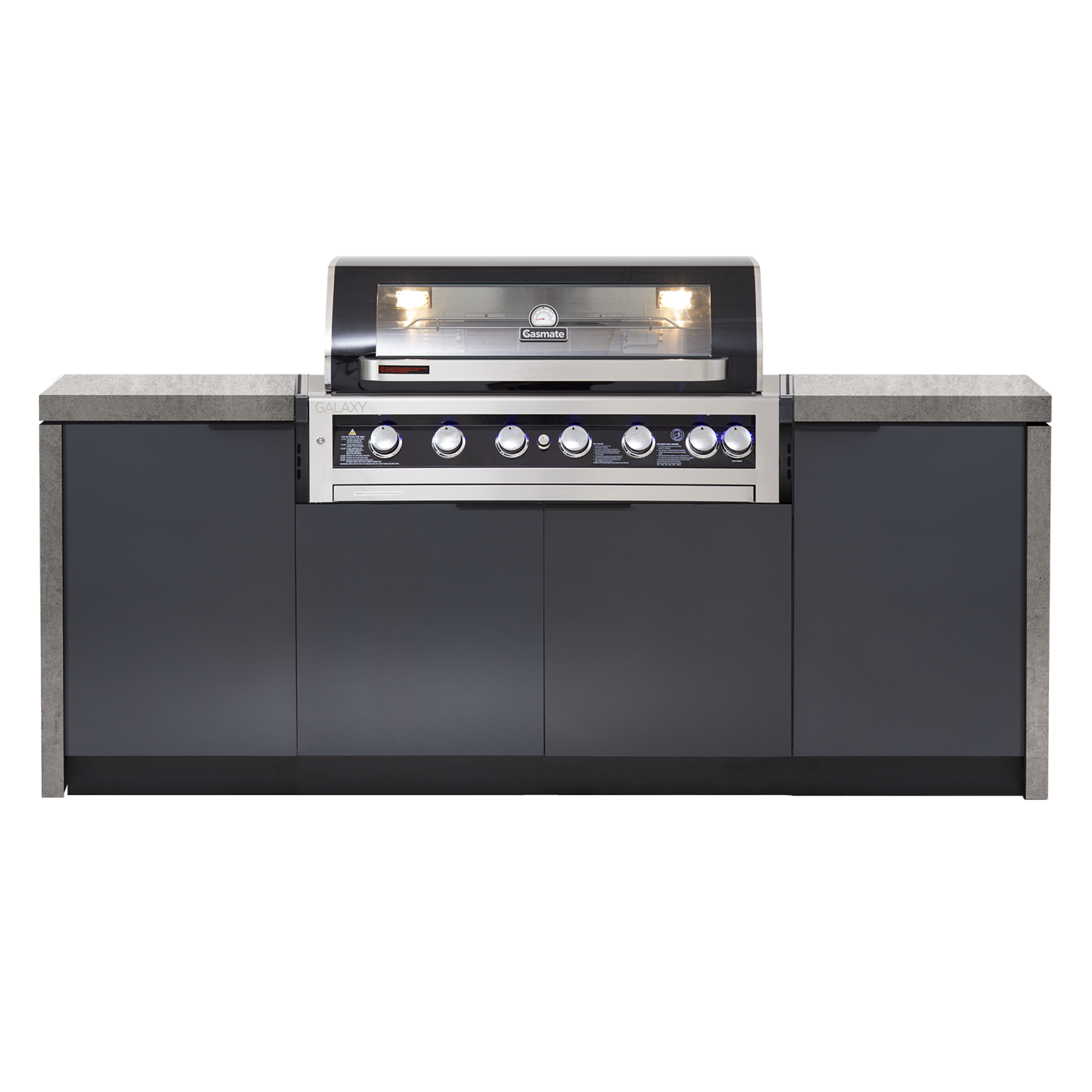 Cabinex Galaxy Black (Classic) 6 Burner Outdoor Kitchen Package with Porcelain Benchtop - Single Modules
