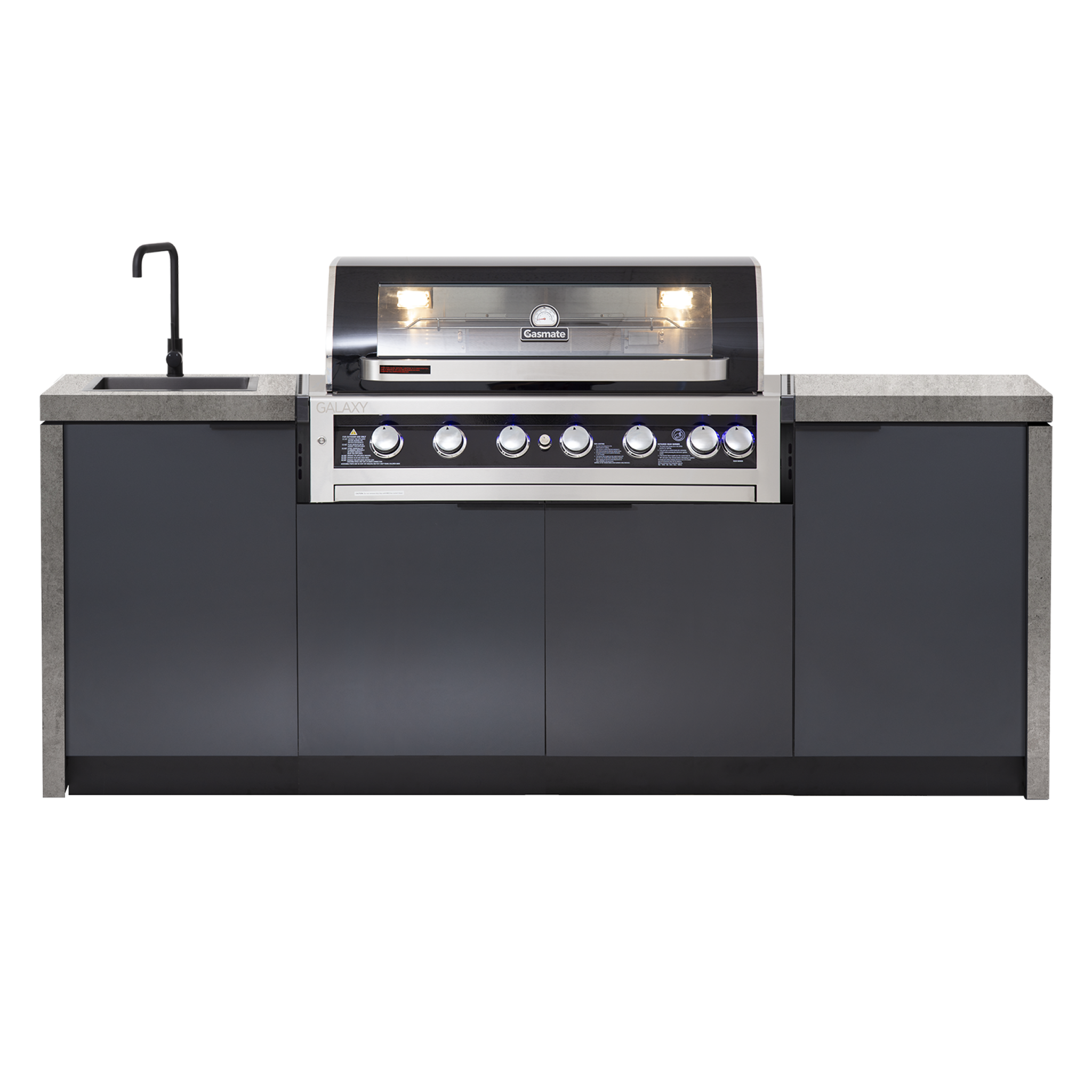 Cabinex Galaxy Black (Classic) 6 Burner Outdoor Kitchen Package with Porcelain Benchtop - Single Modules