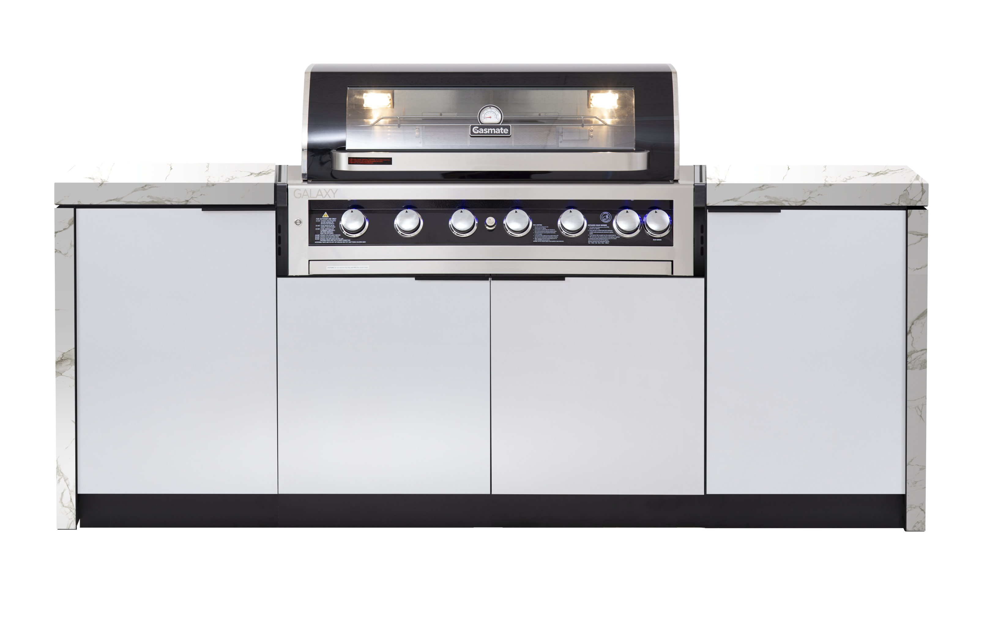 Cabinex Galaxy Black (Classic) 6 Burner Outdoor Kitchen Package with Porcelain Benchtop - Single Modules