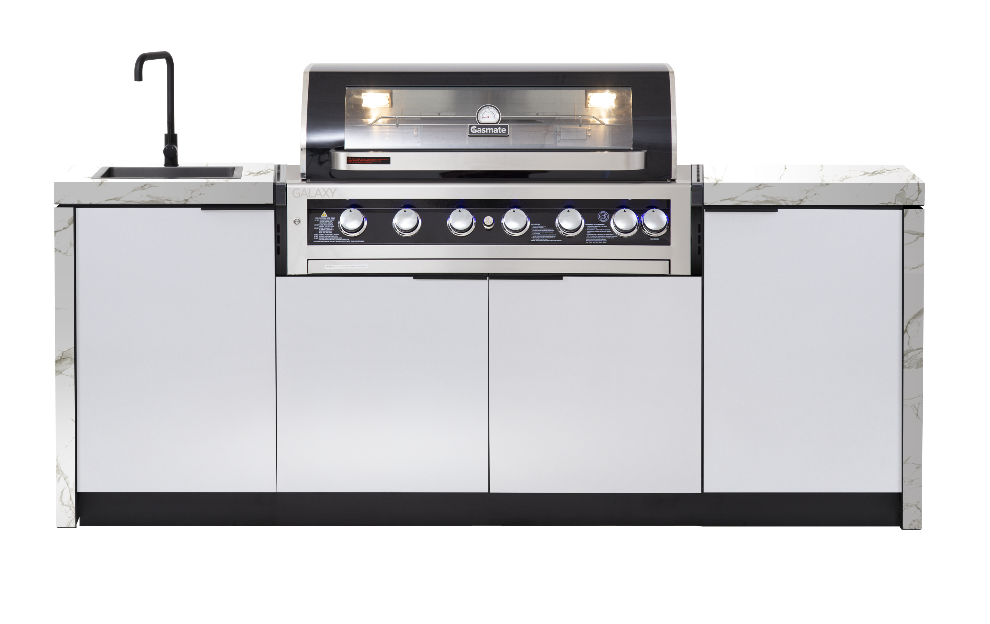 Cabinex Galaxy Black (Classic) 6 Burner Outdoor Kitchen Package with Porcelain Benchtop - Single Modules