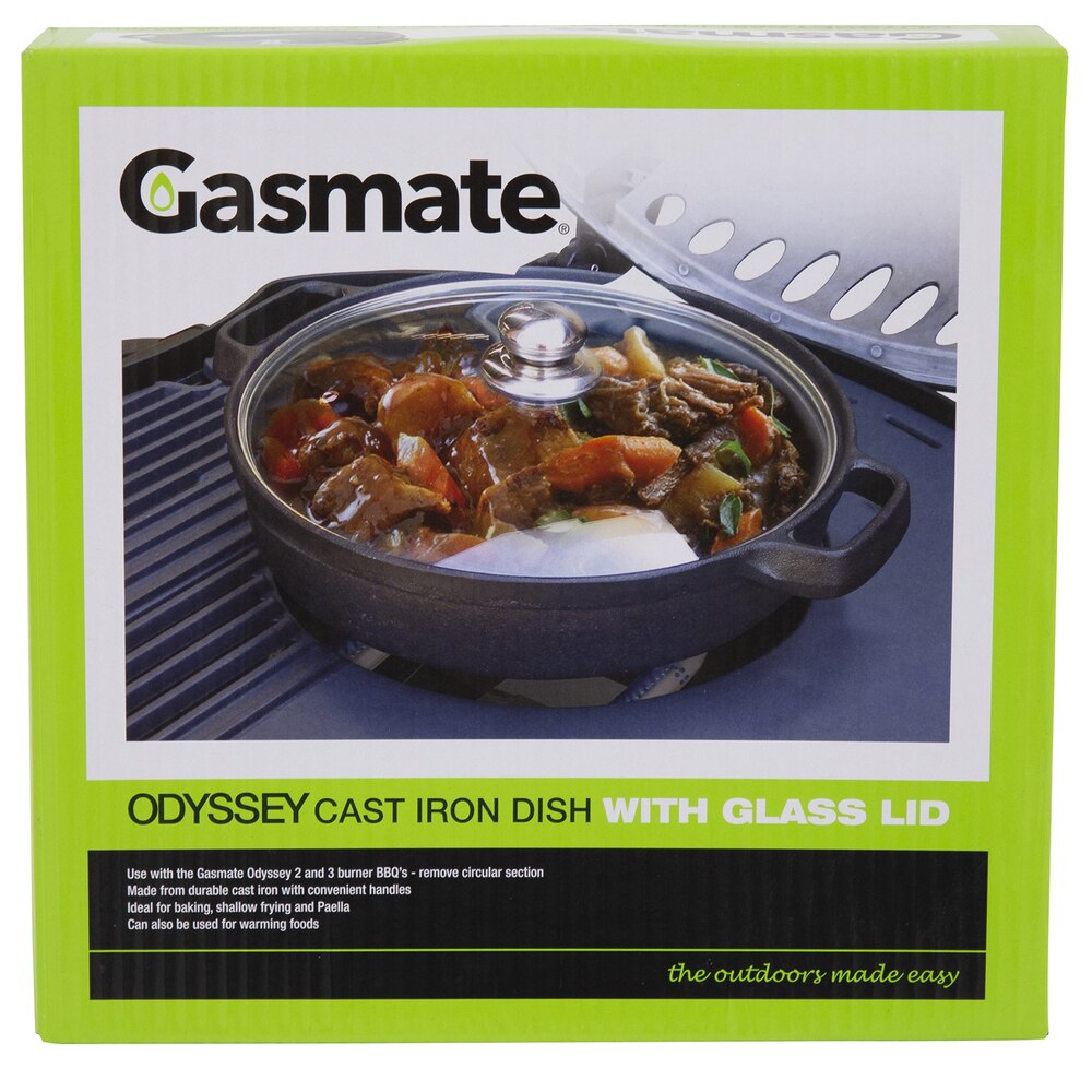Gasmate Odyssey Cast Iron Baking Dish with Glass Lid