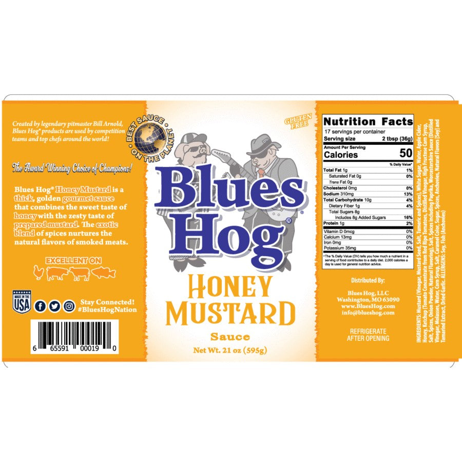 Blues Hog Honey Mustard BBQ Sauce - 595g Squeeze Bottle