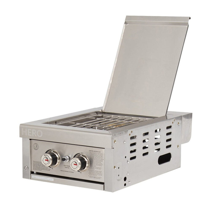 Bundle Gasmaster Hero Twin Hood 6 Burner BBQ & Dual Side Burner & 120cm Rangehood & Gasmate 1 Door 118L Bar Fridge