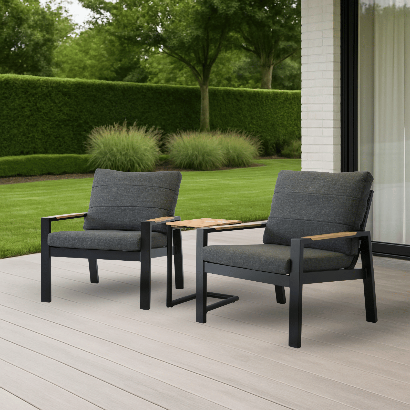 Excalibur Vienna 2 Piece Lounge Chair Set with Side Table