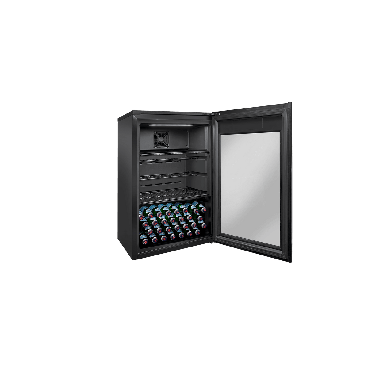 Artusi ABC1B single-door beverage centre - open door showing shelves and bottle storage