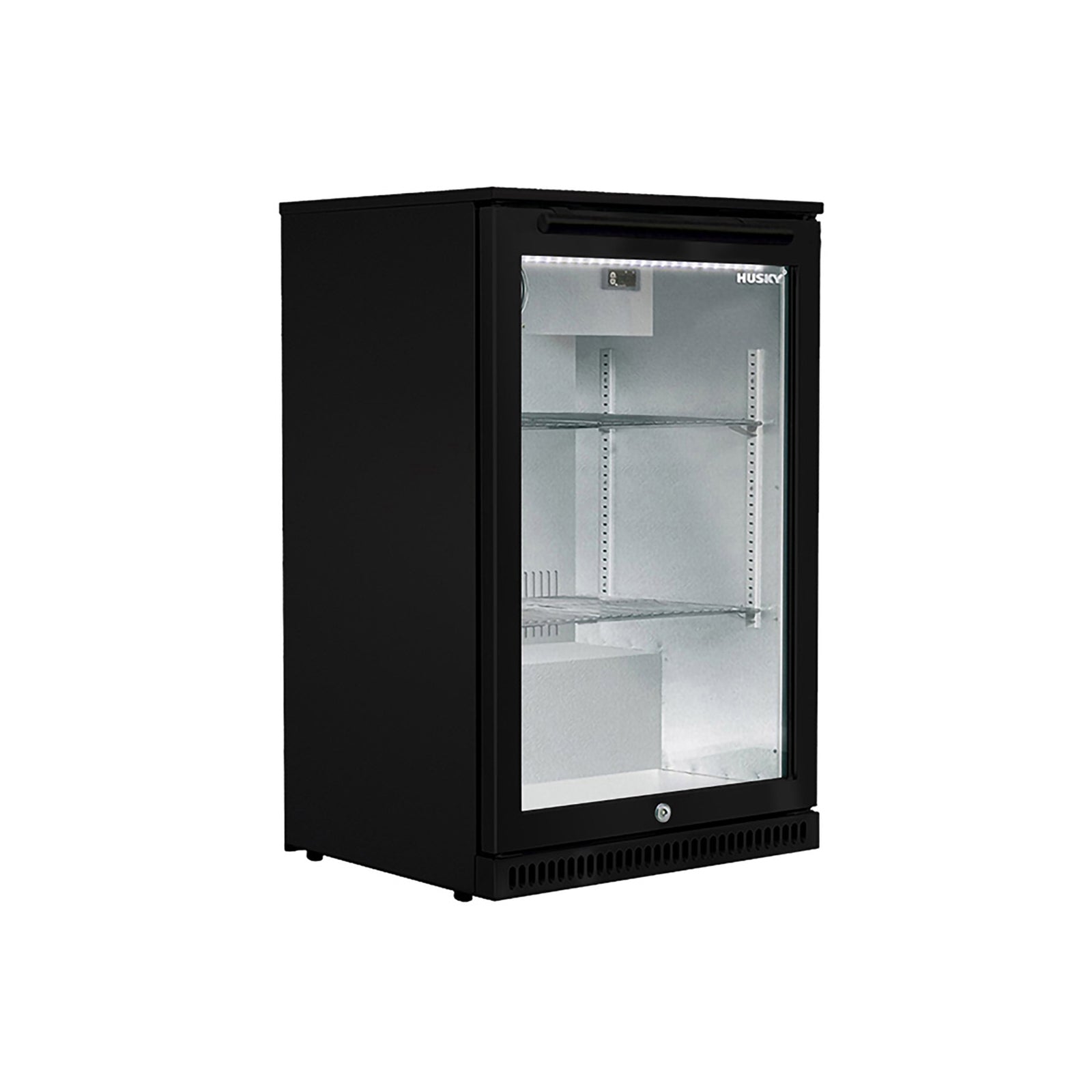 Bundle Sirius Built-In Black BBQ with 1200mm Rangehood and Husky 1-Door 118L Black Glass Door Alfresco Bar Fridge