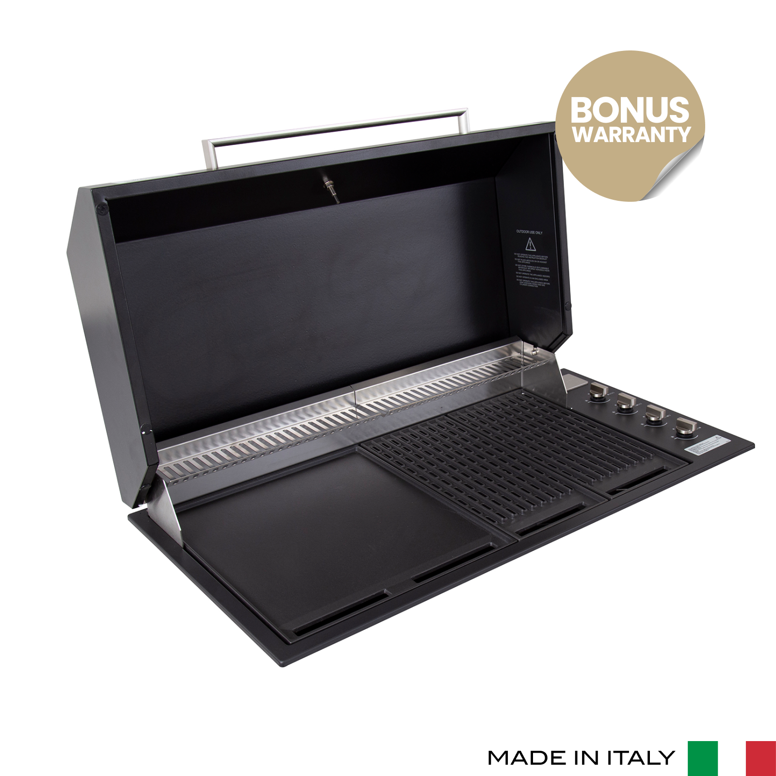 Artusi Matte Black 4 Burner Built-In BBQ with Roasting Hood