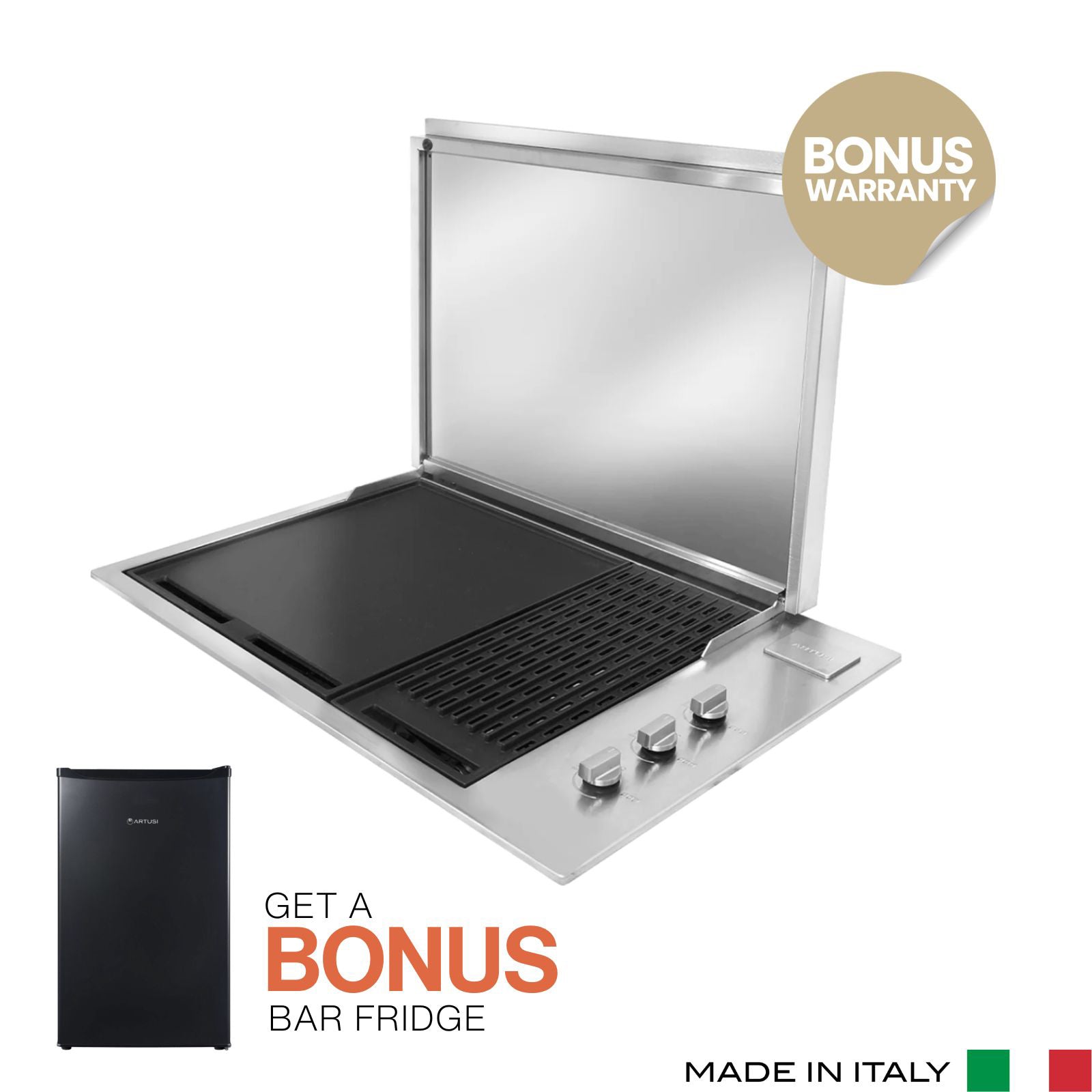 Artusi 80cm 316 - Grade Stainless Steel Built-in BBQ with Flat Lid