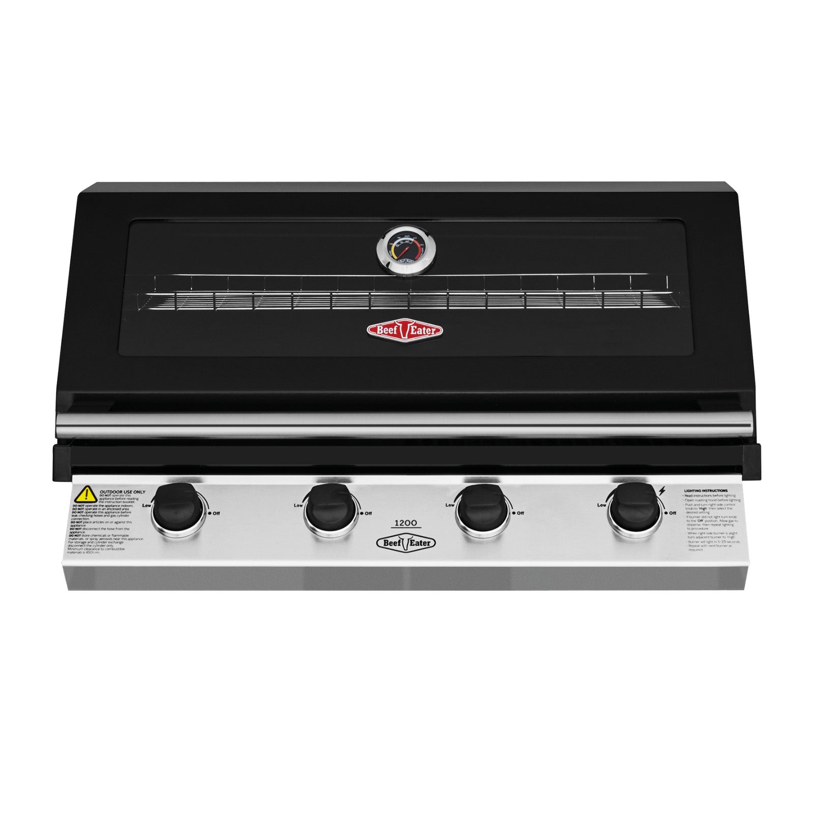Beefeater 1200 Series Black Enamel 4 Burner Built In BBQ