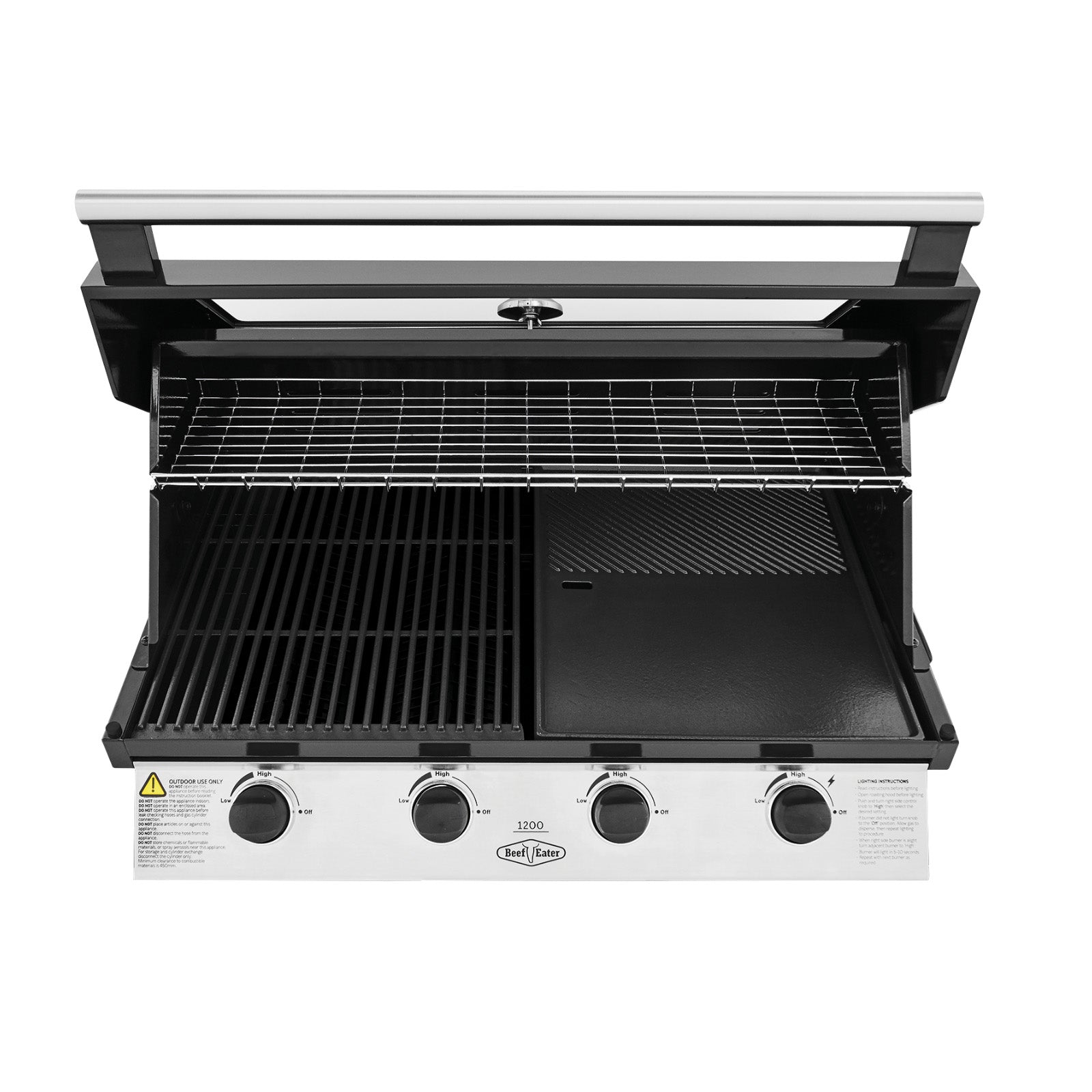 Beefeater 1200 Series Black Enamel 4 Burner Built In BBQ