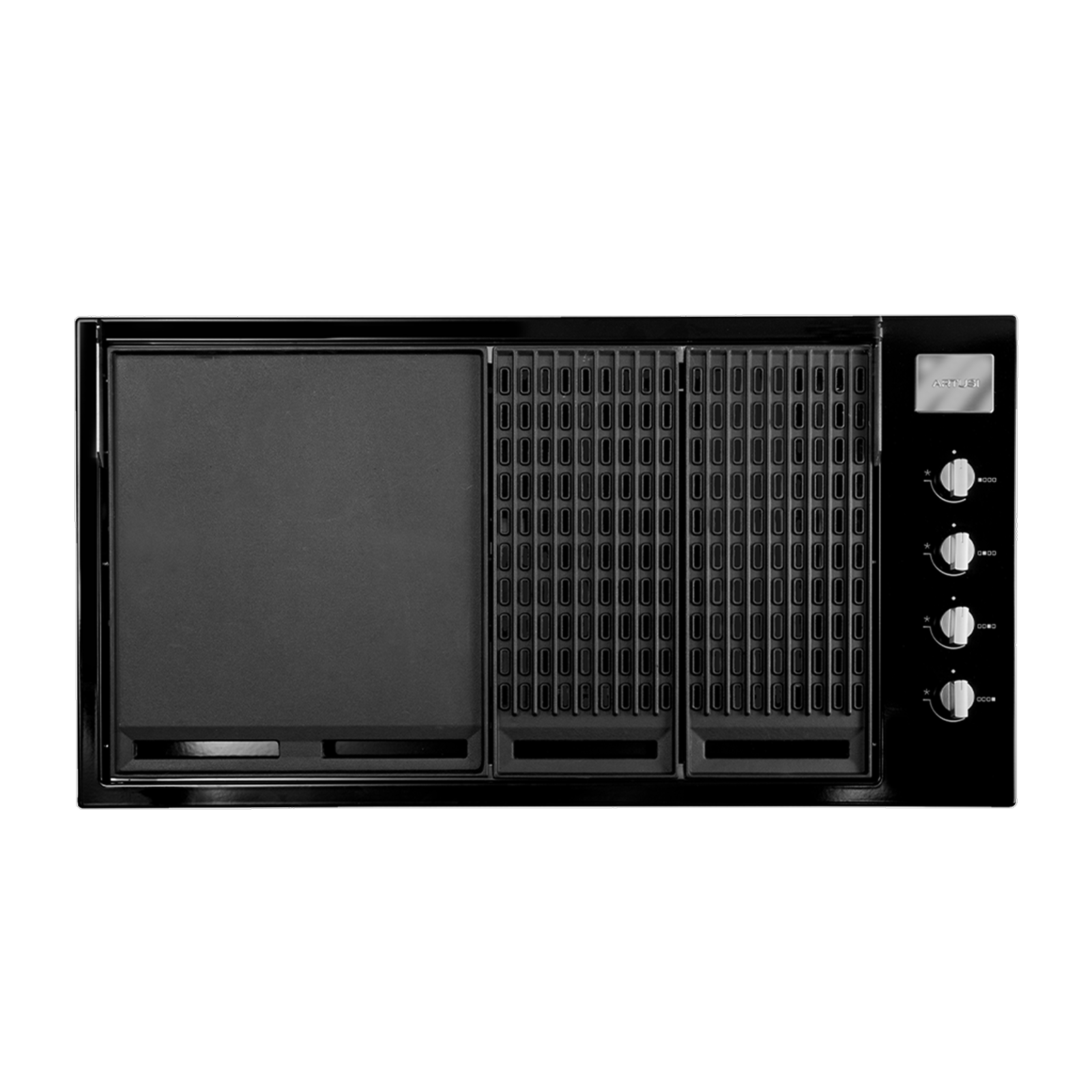 Artusi Gloss Black 4 Burner Built-in BBQ with Roasting Hood