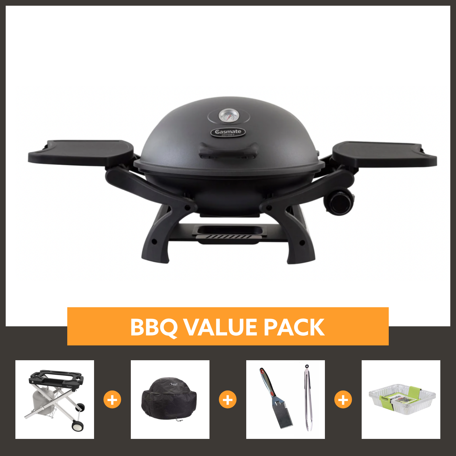 Gasmate Odyssey 1-Burner Portable Gas BBQ Package