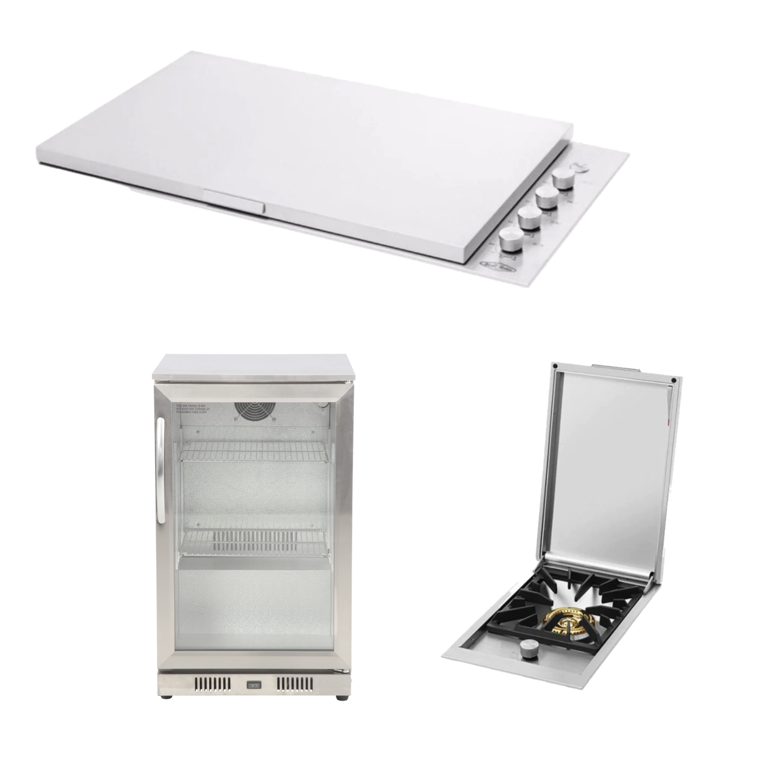 Bundle BeefEater Signature Proline BBQ with Lid & Quadburner & Gasmate 1 Door 118L Bar Fridge