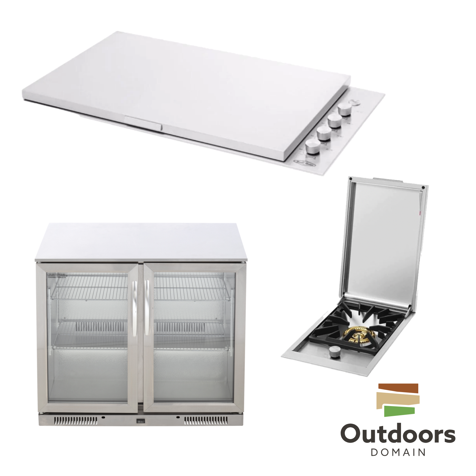 Bundle BeefEater Signature Proline BBQ with Lid & Quadburner & Gasmate 2 Door 228L Bar Fridge