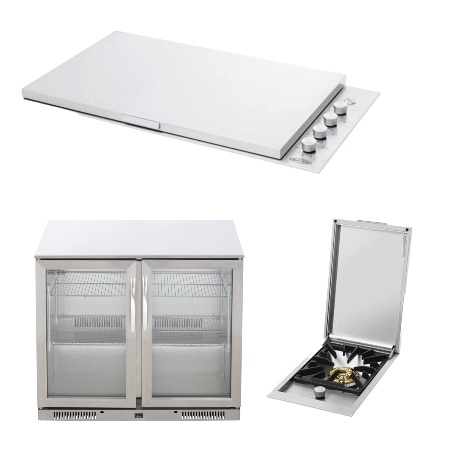 Bundle BeefEater Signature Proline BBQ with Lid & Quadburner & Gasmate 2 Door 228L Bar Fridge