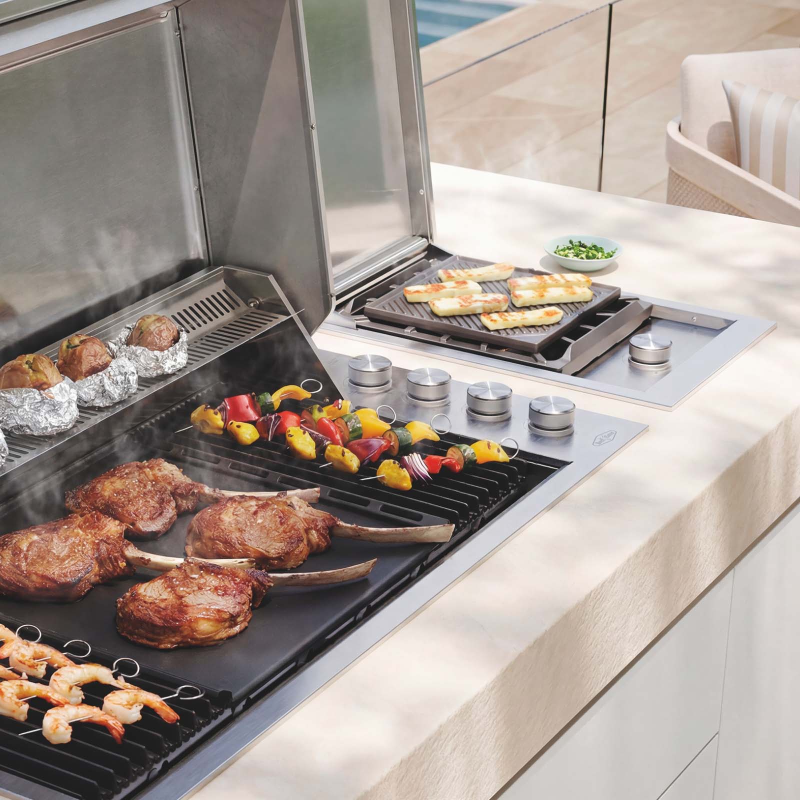 Bundle BeefEater Signature Proline 316 Stainless Steel BBQ with Hood & Quadburner & Gasmate 1 Door 108L Bar Fridge