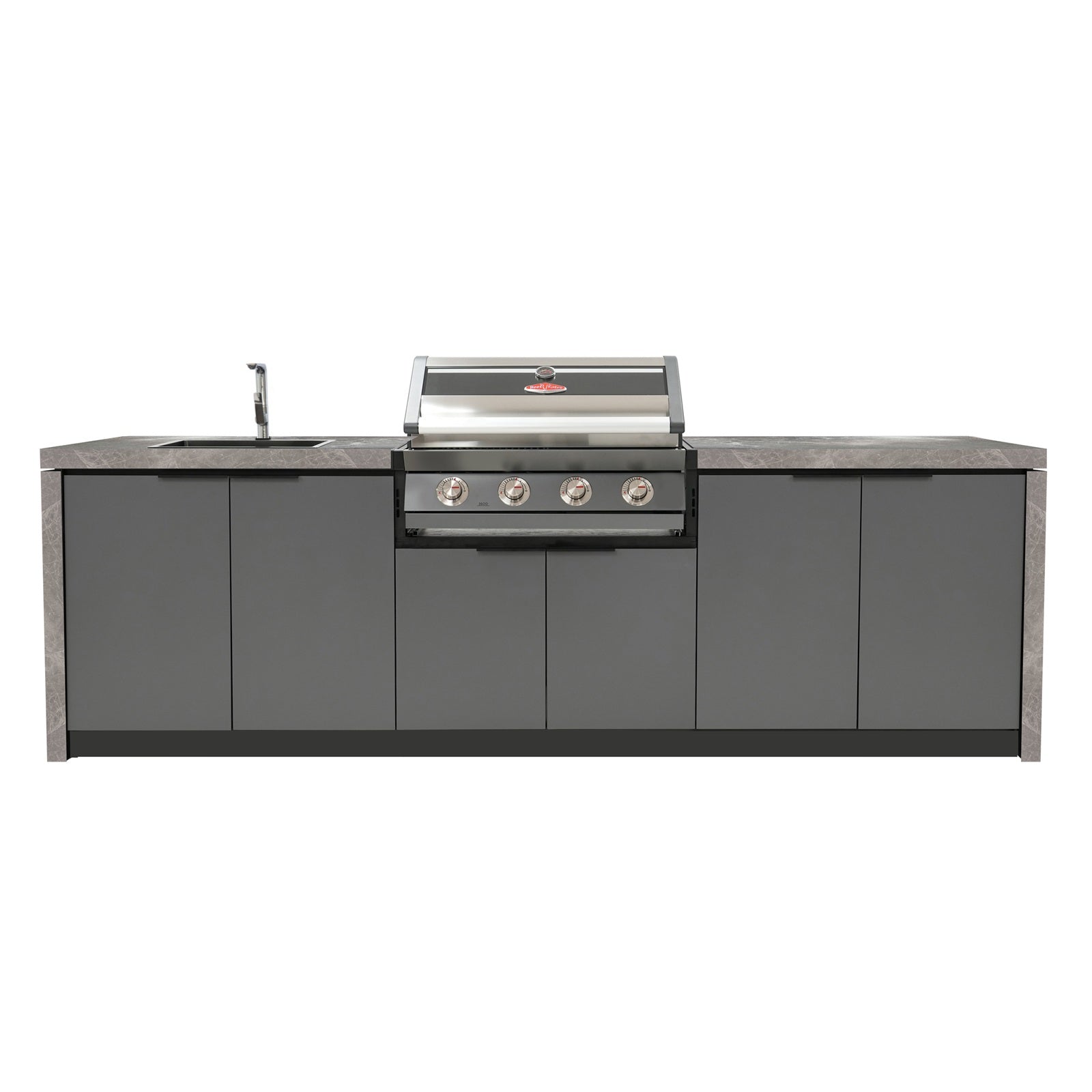 Cabinex BeefEater 1600 4-Burner BBQ Kitchen Package with Porcelain Benchtop & Waterfall Ends