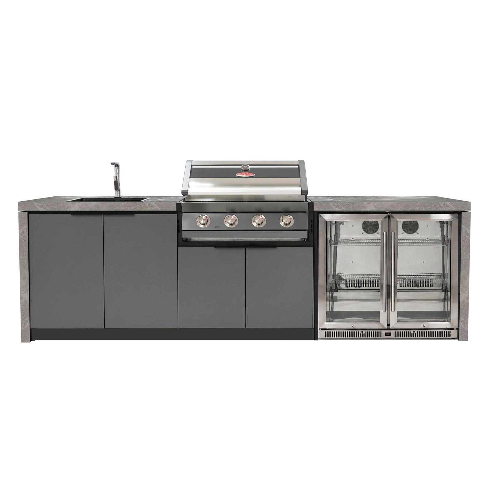 Cabinex BeefEater 1600 4-Burner BBQ Kitchen Package with Porcelain Benchtop & Waterfall Ends