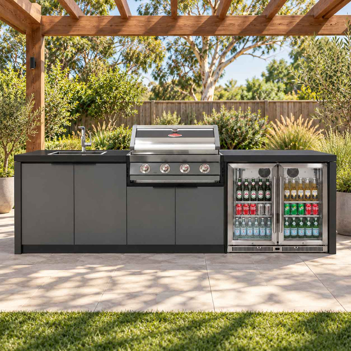 Cabinex BeefEater 1600 4-Burner BBQ Kitchen Package with Porcelain Benchtop
