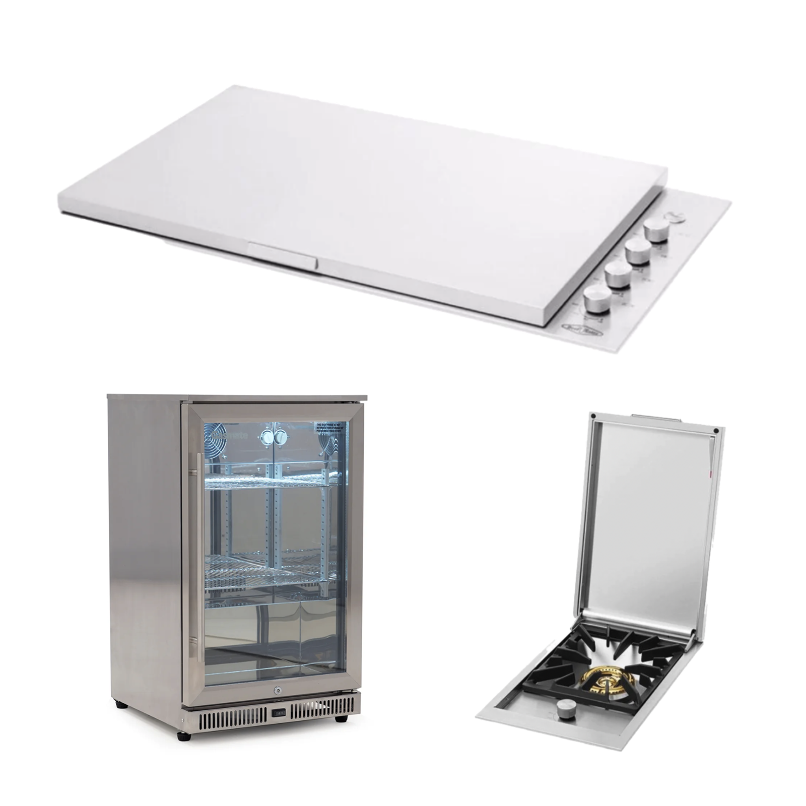 Bundle BeefEater Signature Proline BBQ with Lid & Quadburner & Gasmate 1 Door 108L Bar Fridge